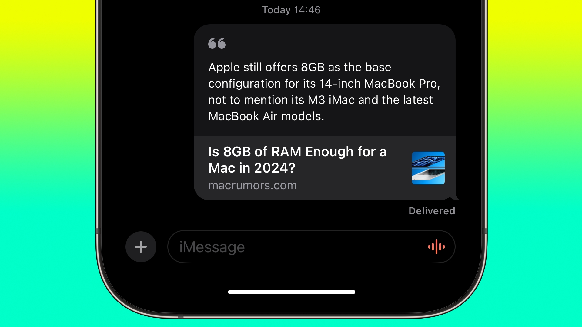 Share a Webpage Link With Quoted Text in iPhone Messages