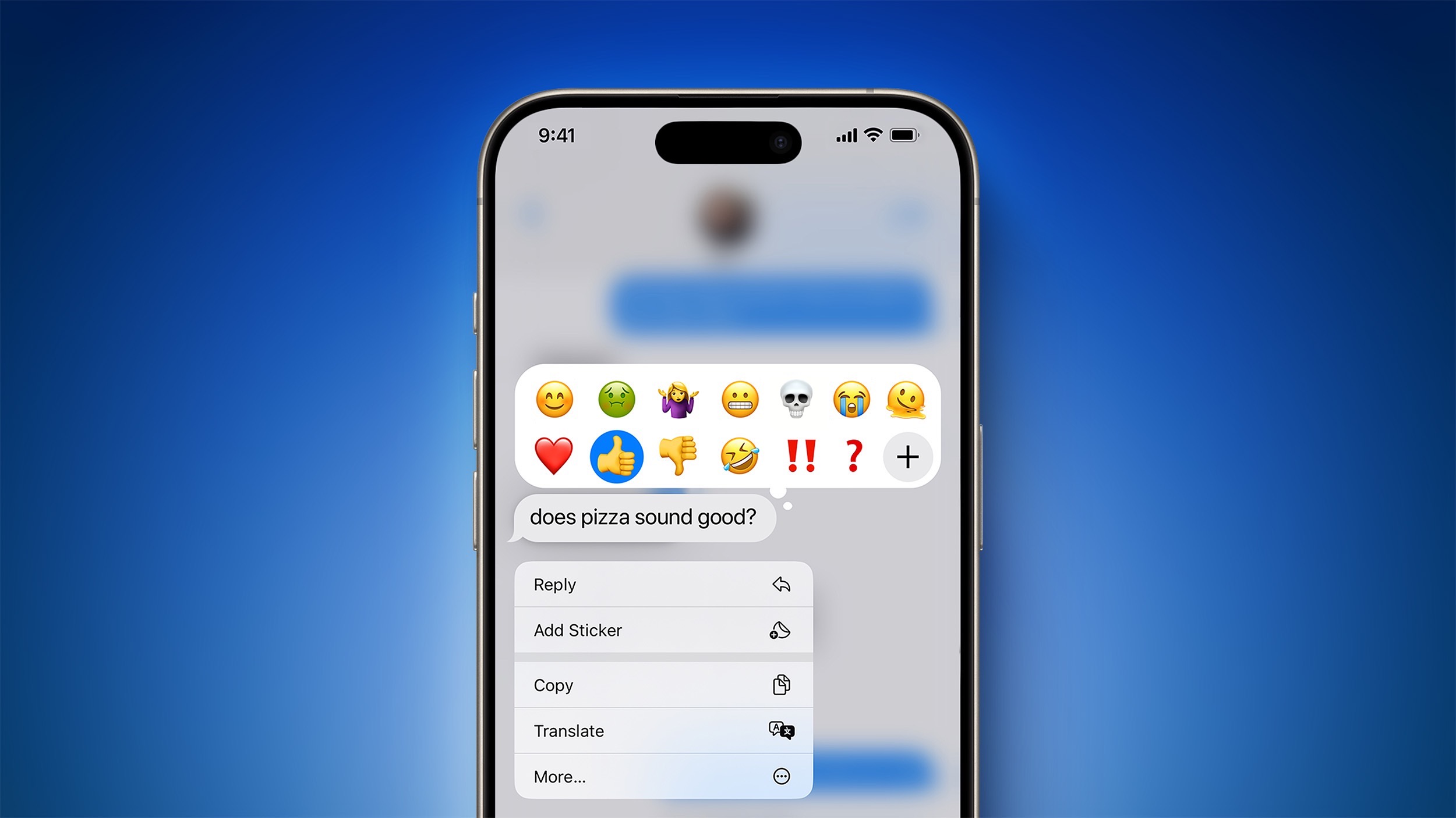 iMessage Emoji Tapback Mockup