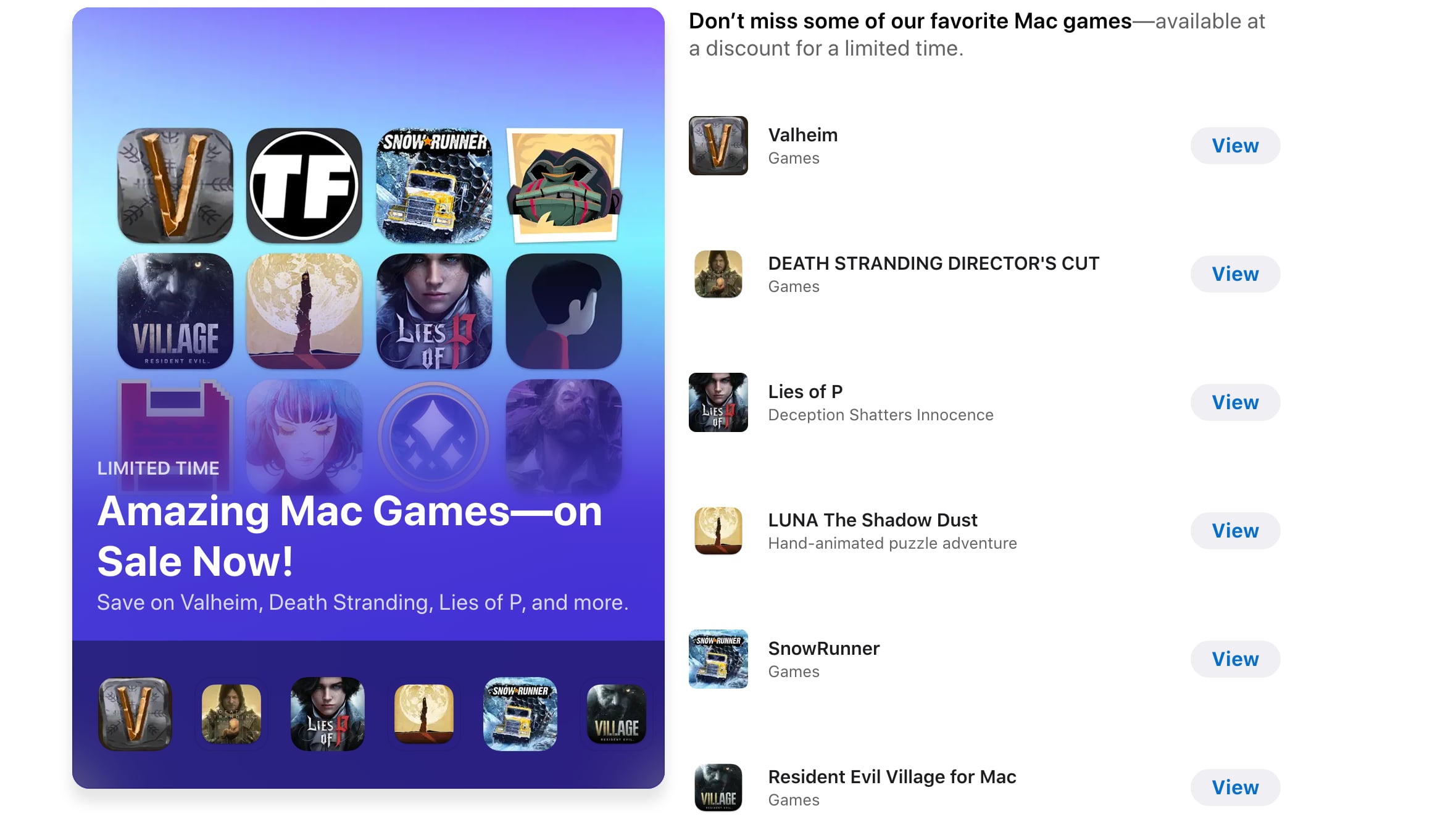 Apple Launches Sale on Mac App Store Games