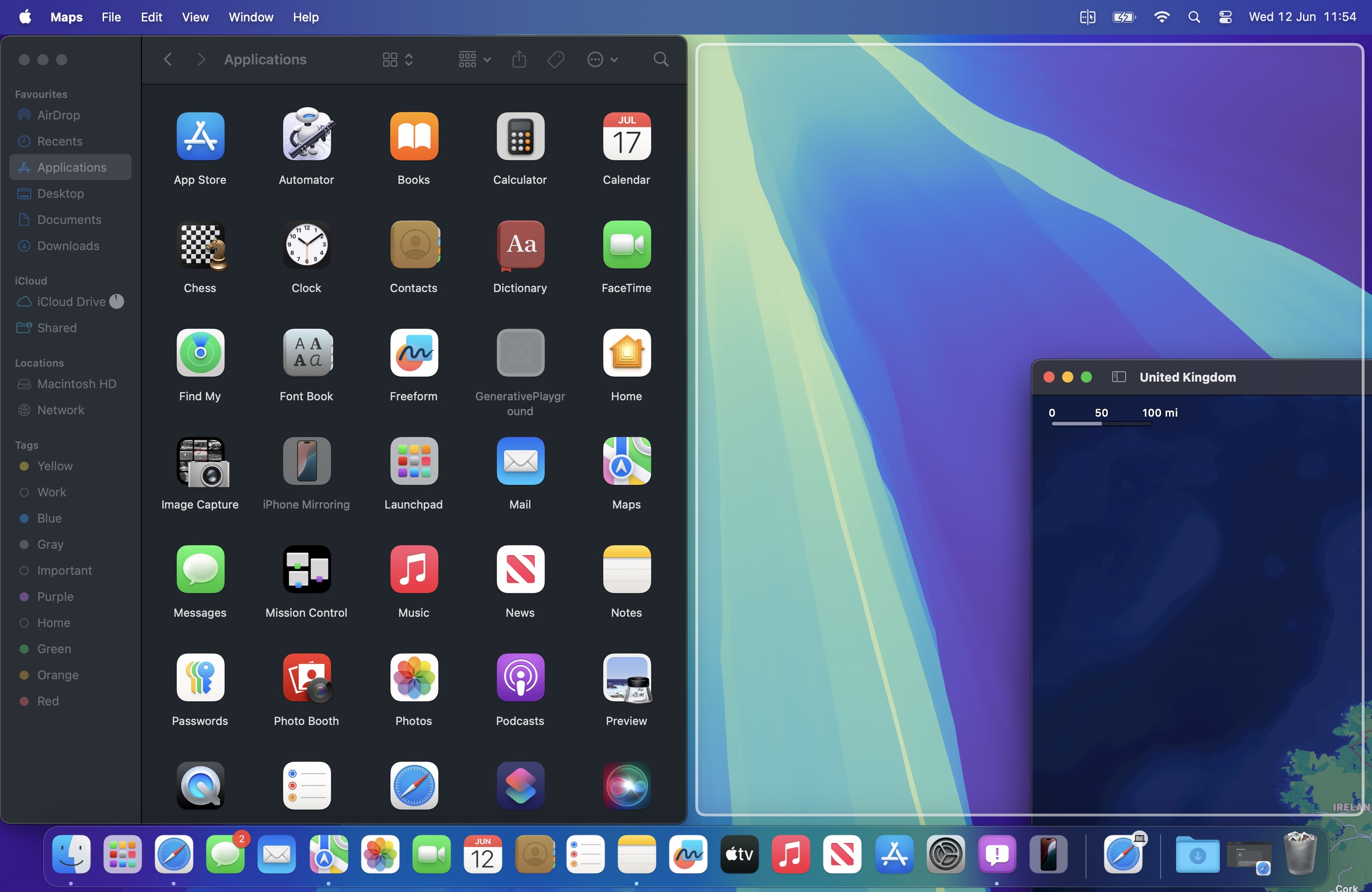 tiling macos two apps