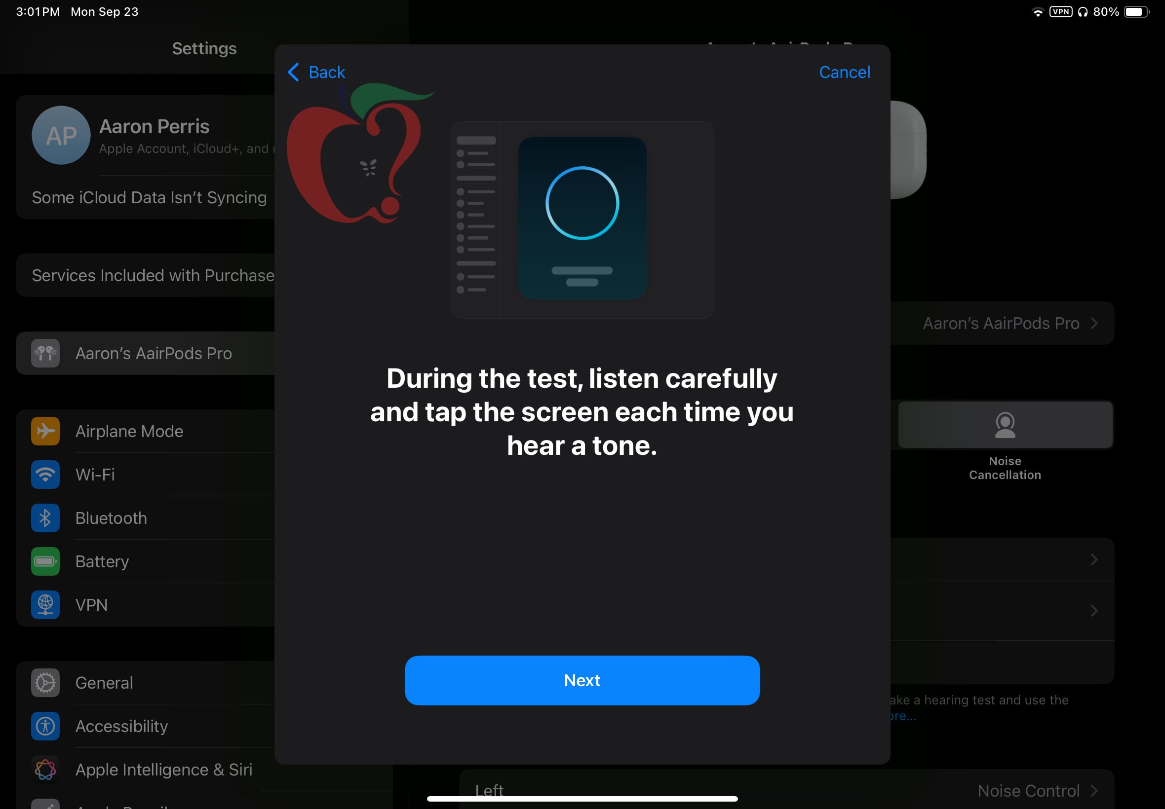 airpods hearing test tone