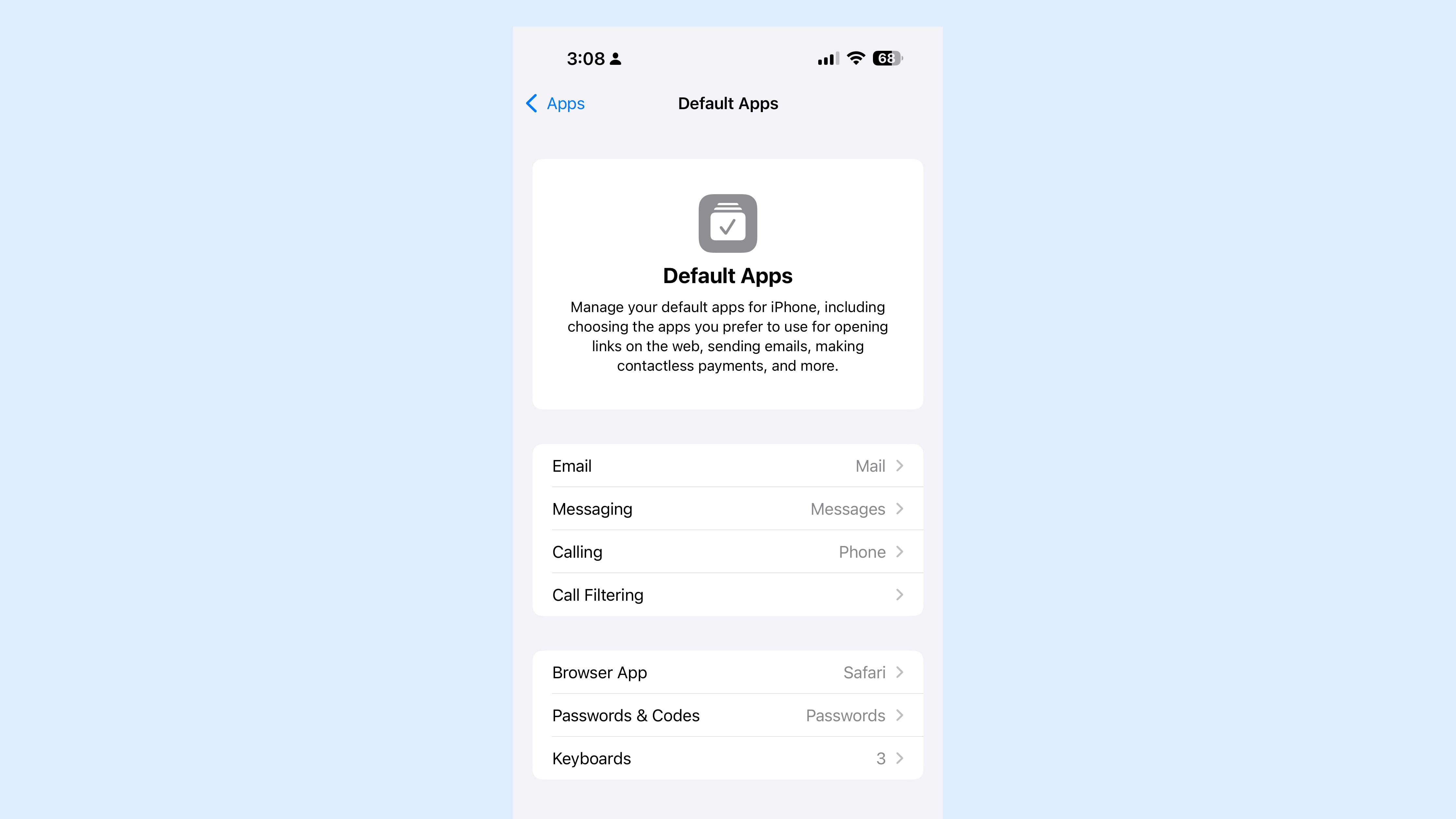 iOS 18.2 Adds ‘Default’ Section for Managing Your Preferred Apps