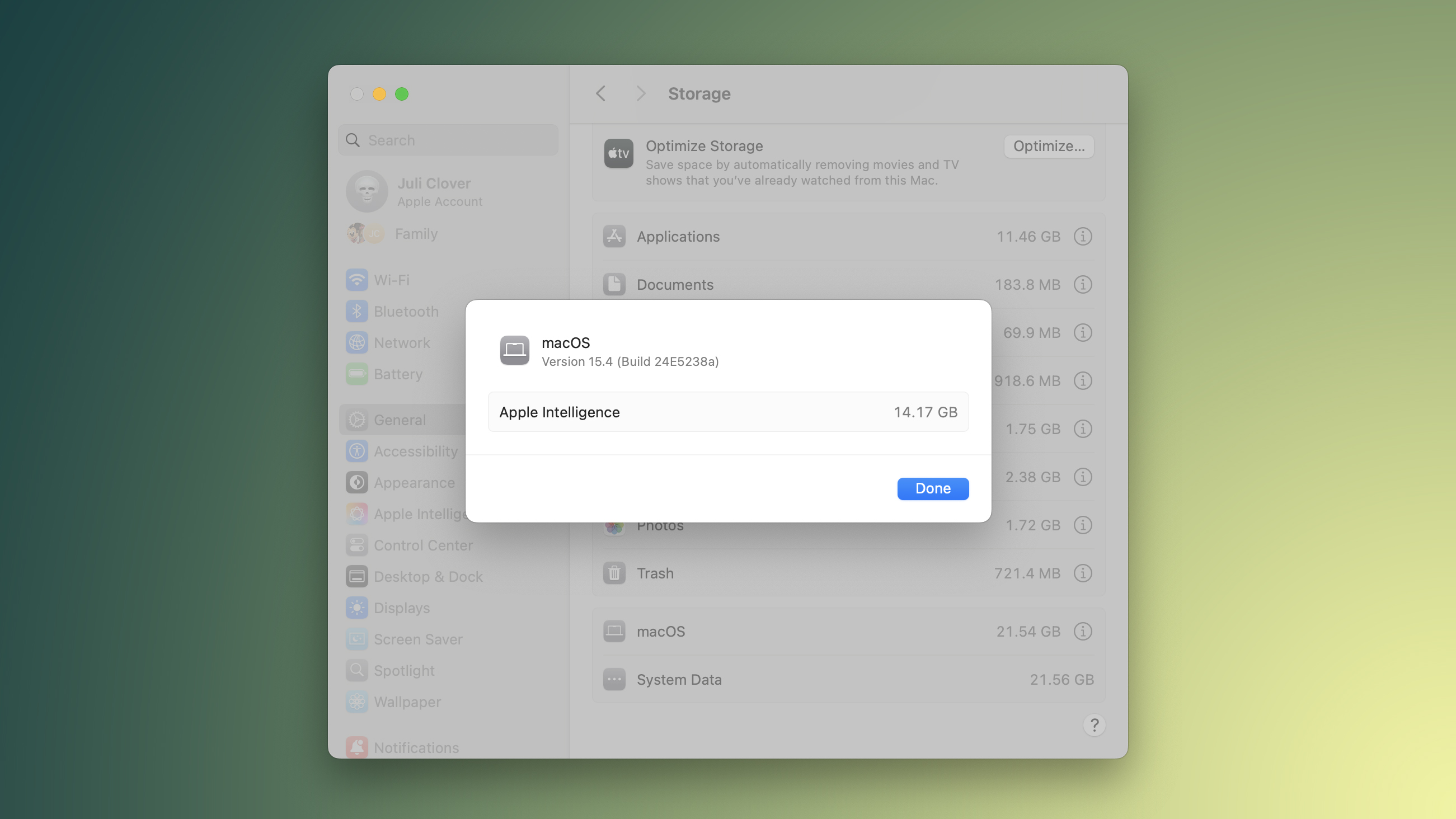 Apple No Longer Hiding Apple Intelligence Storage Space Info in macOS 15.4