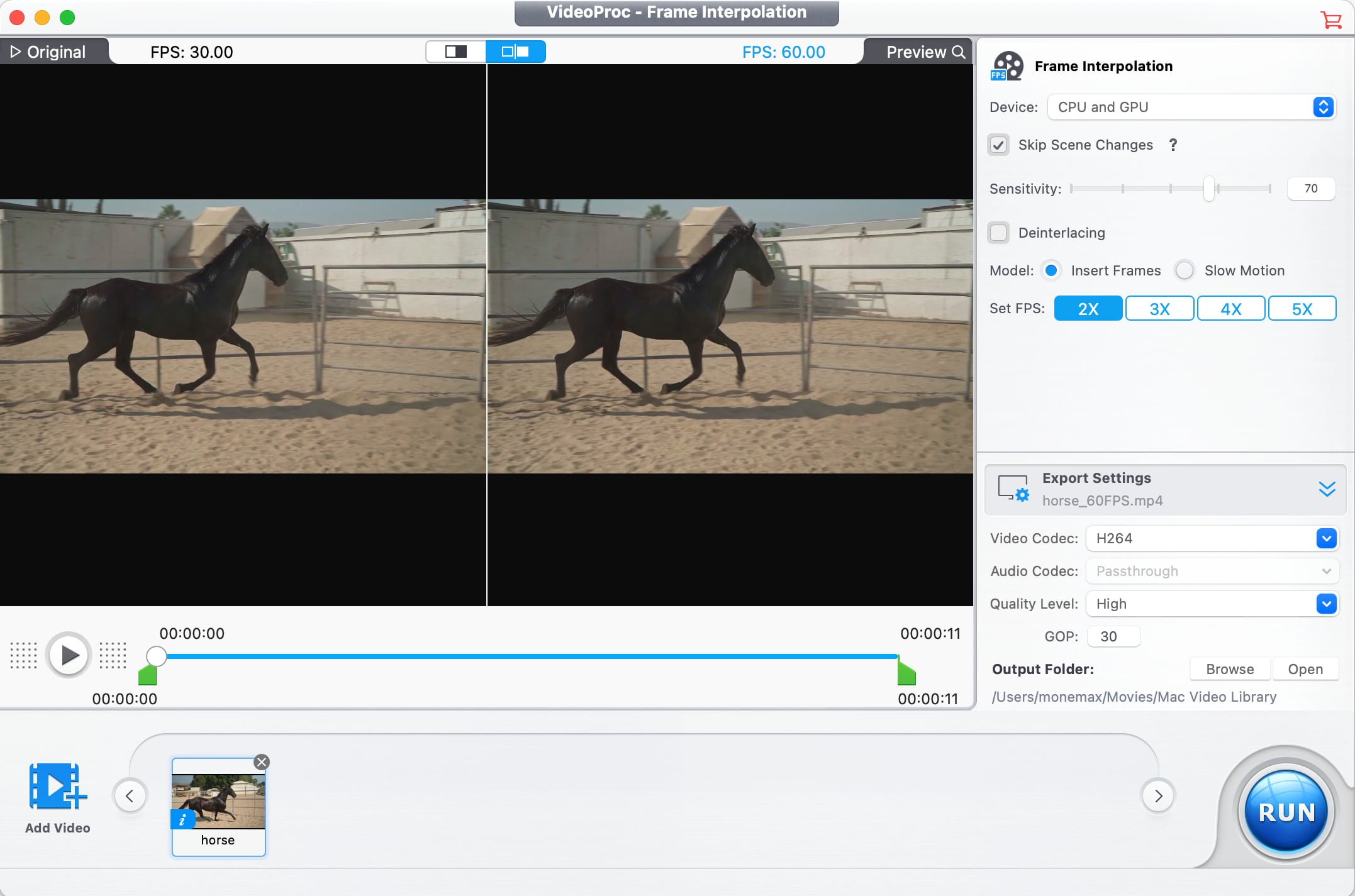 frame interpolation videoproc