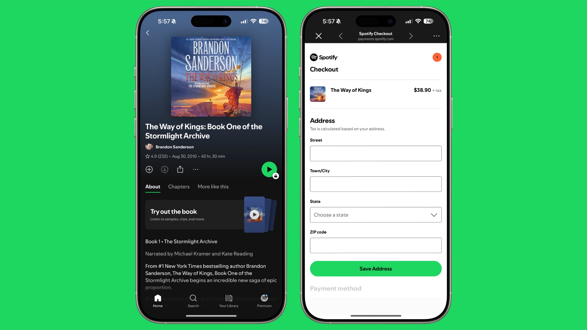 spotify audiobook purchases