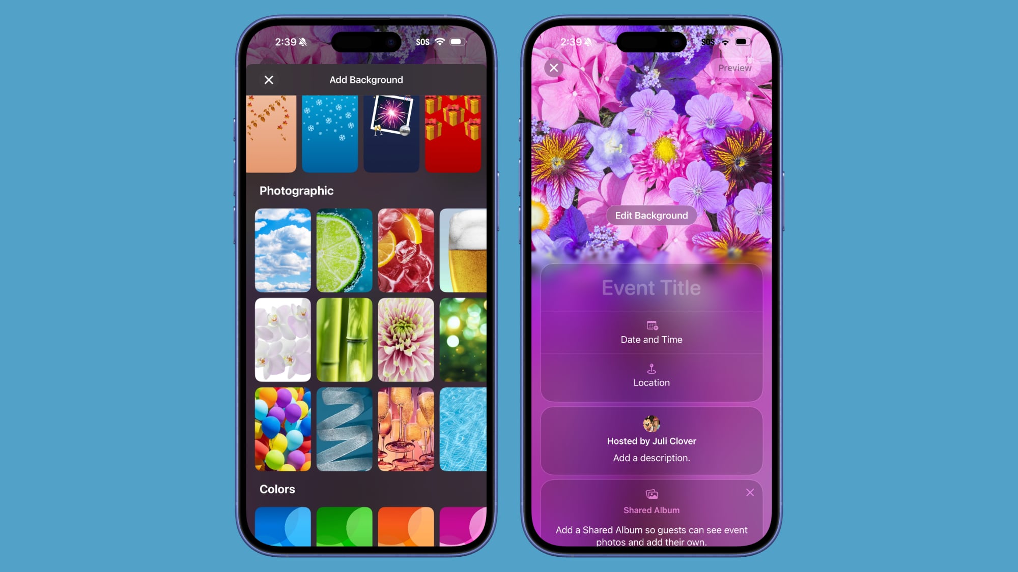 apple invites app backgrounds