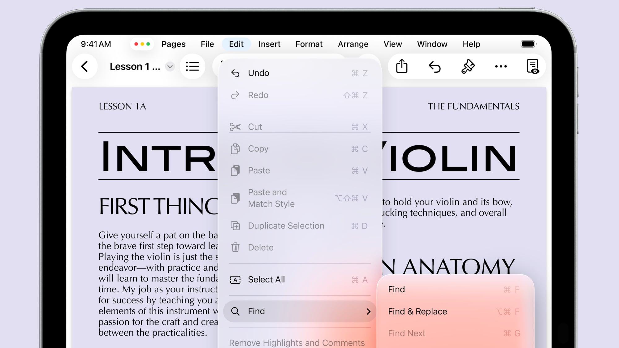 ipados 26 menus