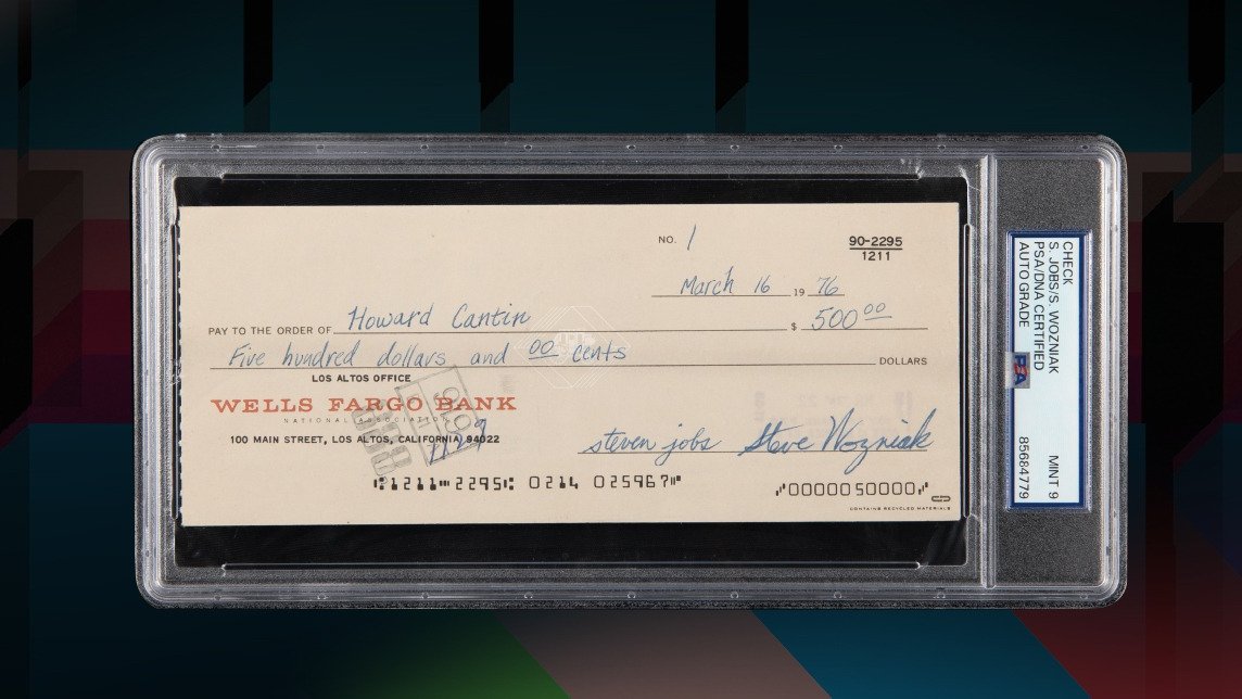 Apple Check Signed by Steve Jobs Sells for 4,800× Its Original Value