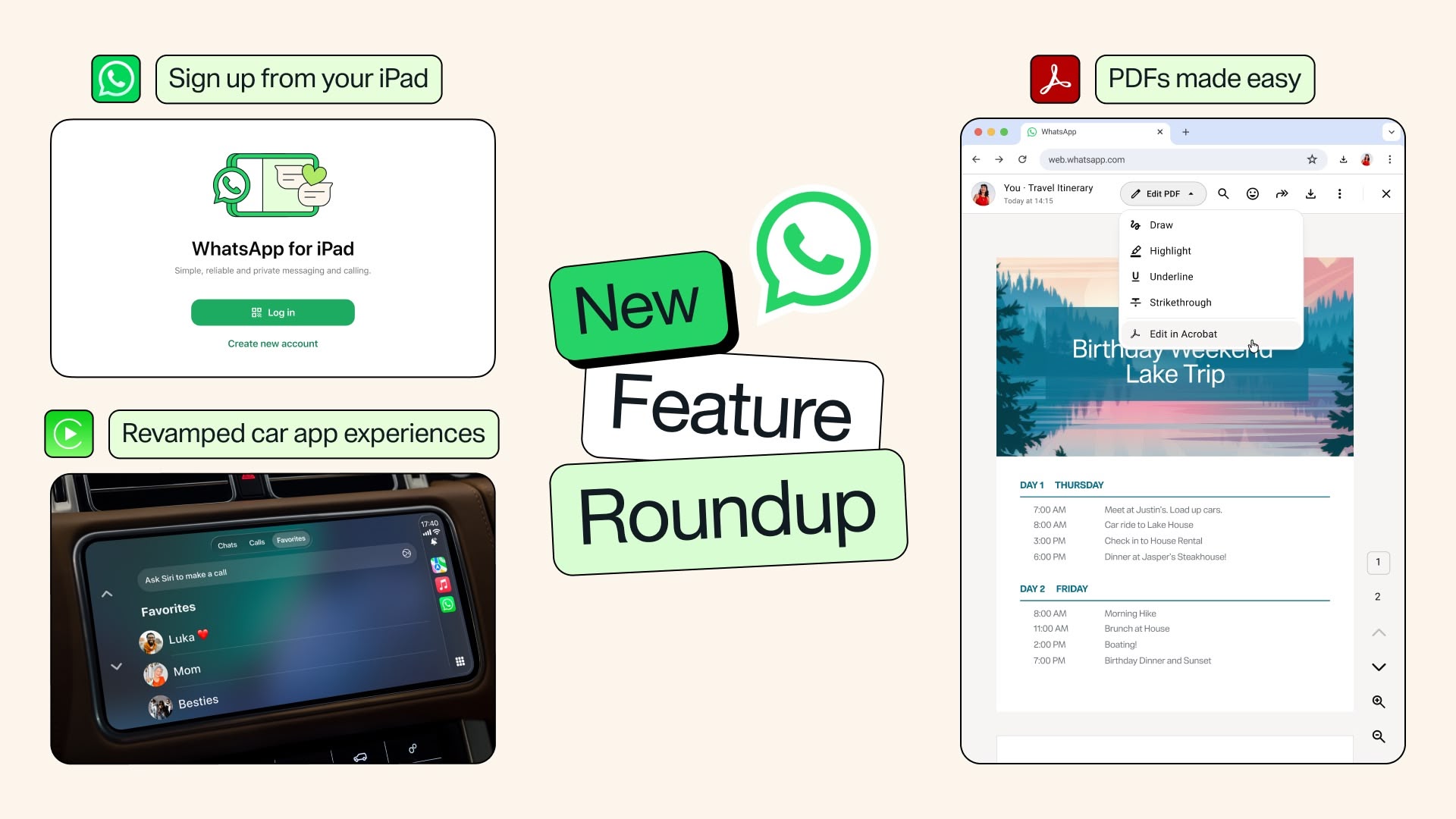 WhatsApp Announces New CarPlay Experience, iPad Sign-Up, and More