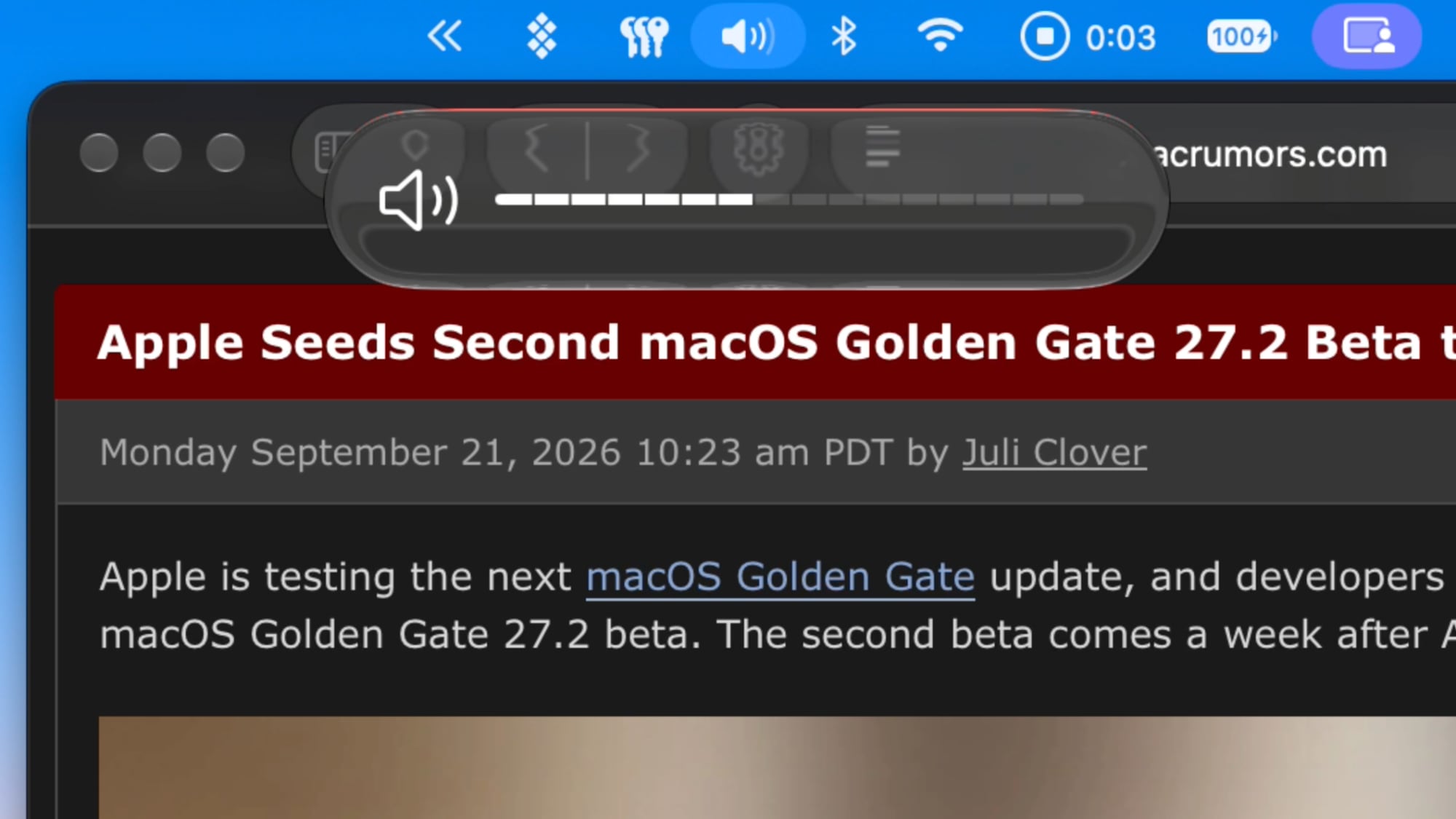 macOS 27.2 Beta Brings New Volume and Brightness Sliders