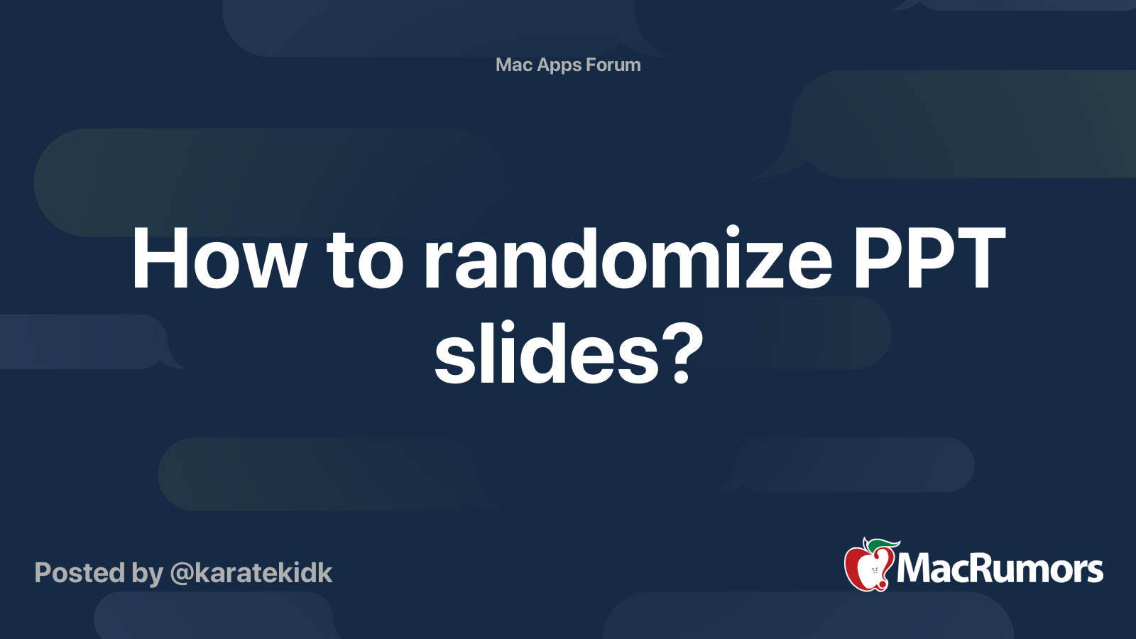 How to randomize PPT slides? MacRumors Forums
