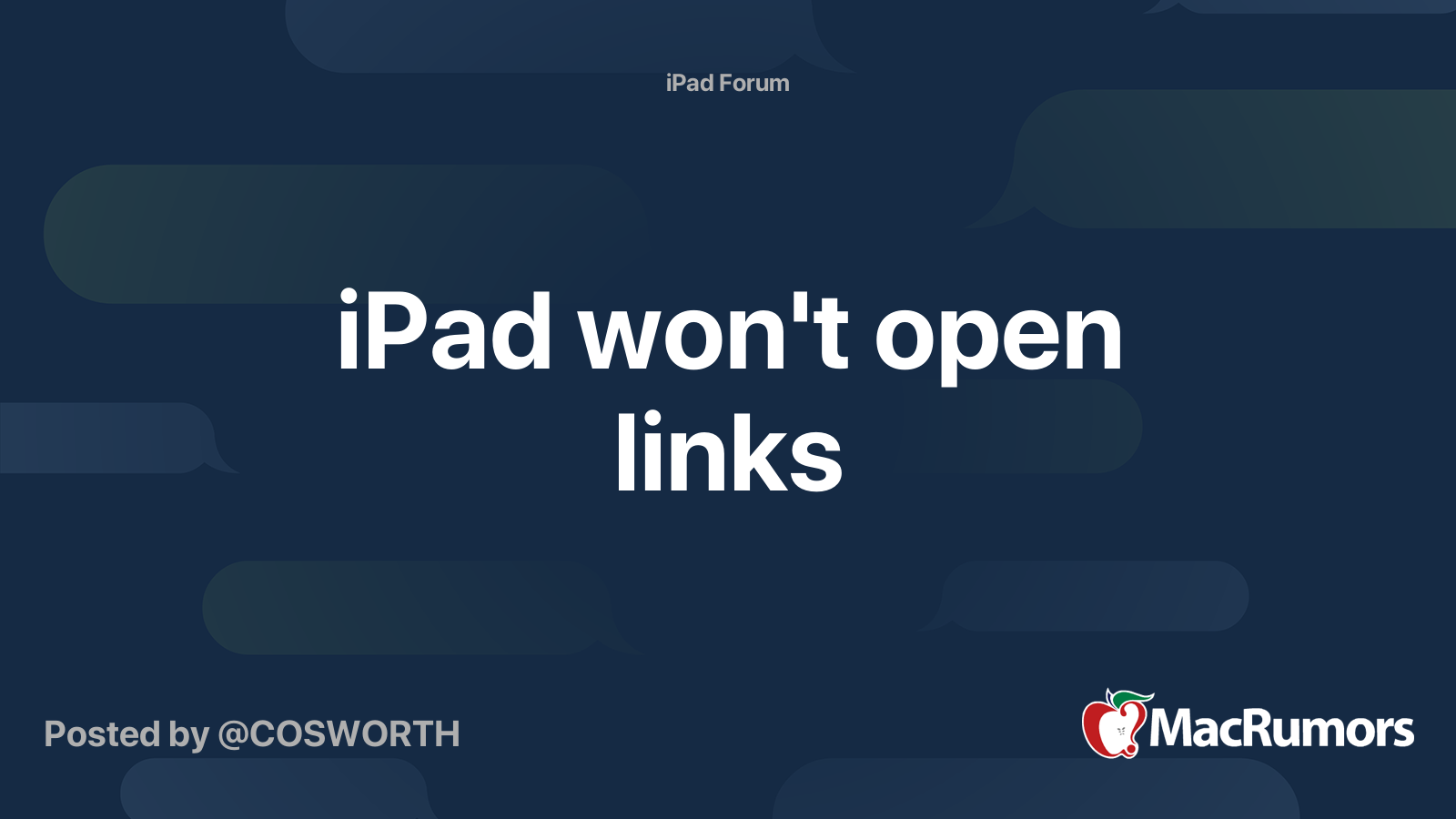 iPad won't open links | MacRumors Forums