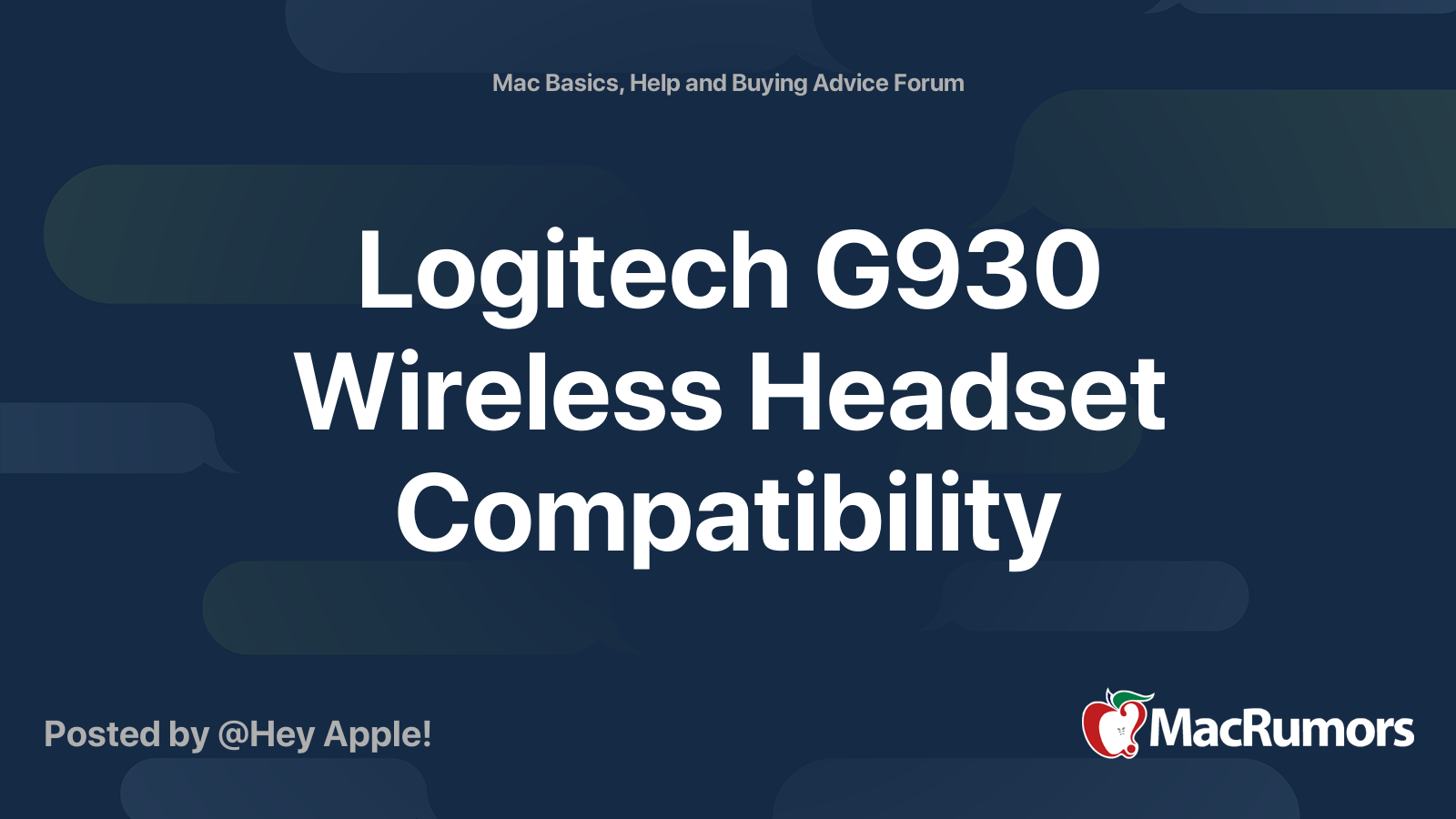 Logitech G930 Wireless Headset Compatibility MacRumors Forums