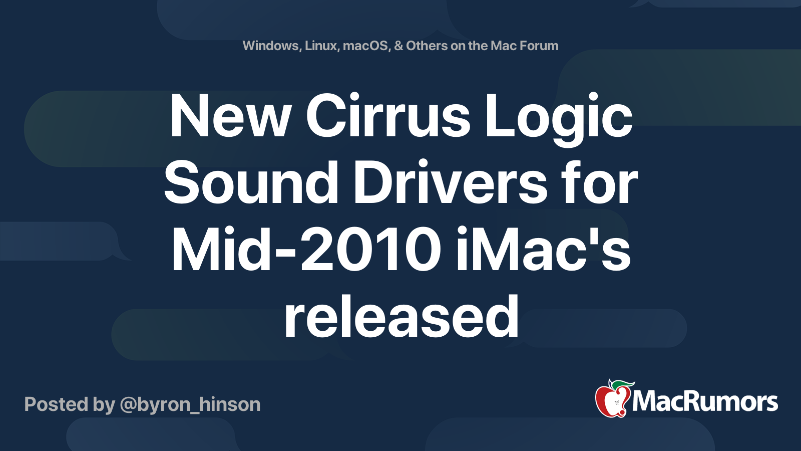 New Cirrus Logic Sound Drivers for Mid2010 iMac's released MacRumors