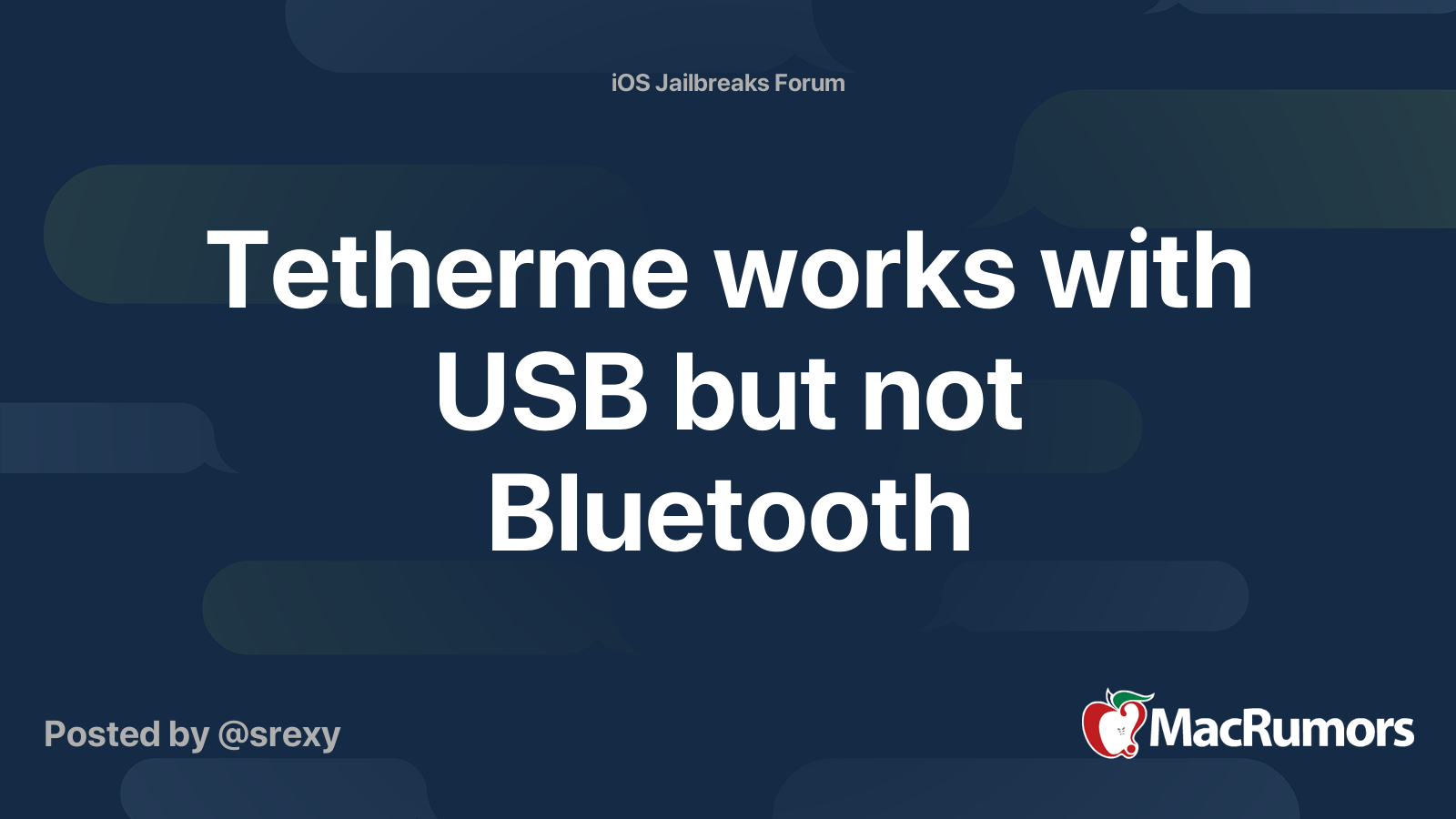 Tetherme works with USB but not Bluetooth | MacRumors Forums