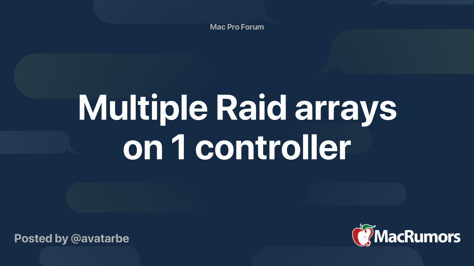 Multiple Raid arrays on 1 controller MacRumors Forums