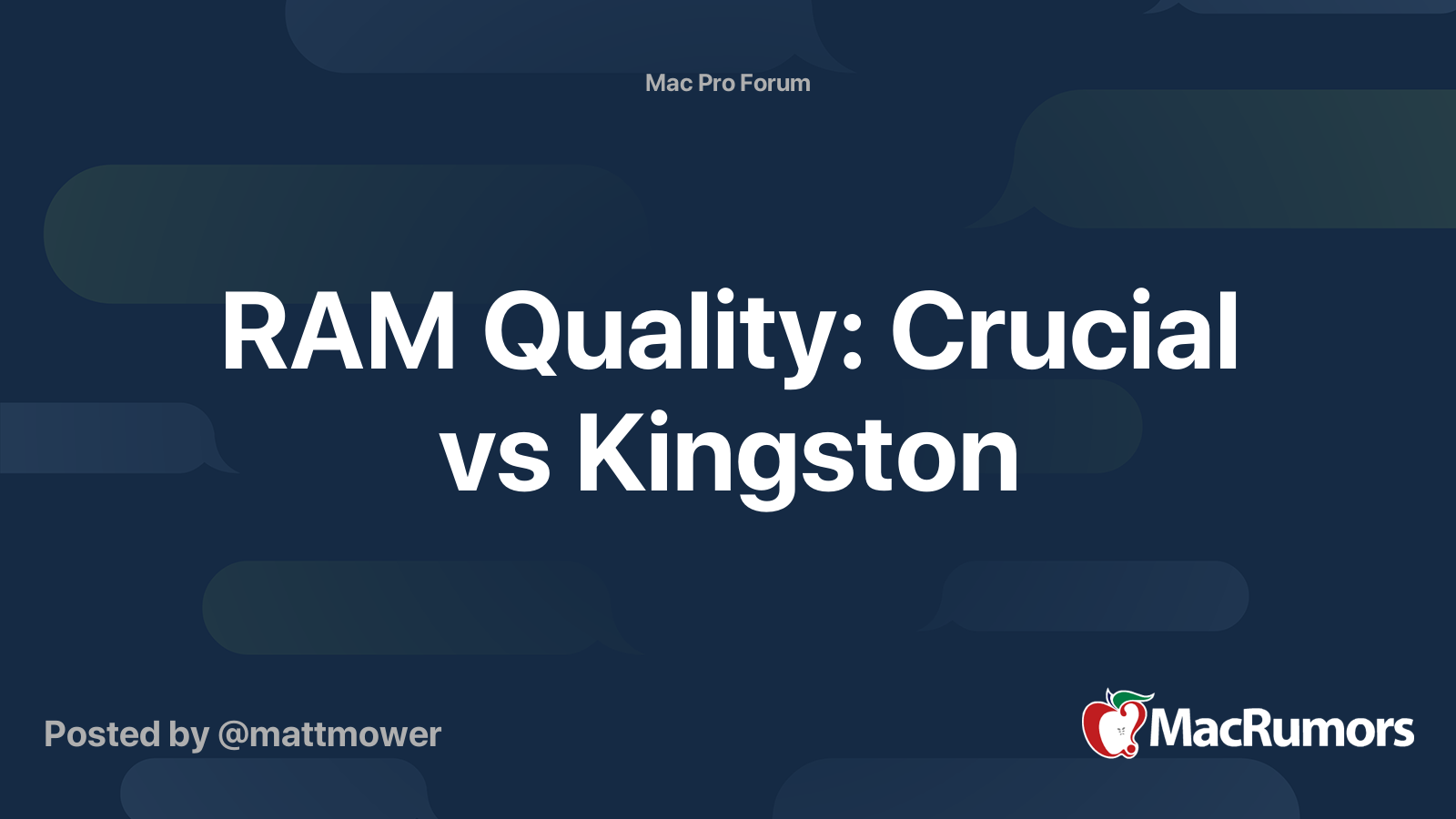 Jeg tror, ​​jeg er syg Centrum Diplomat RAM Quality: Crucial vs Kingston | MacRumors Forums