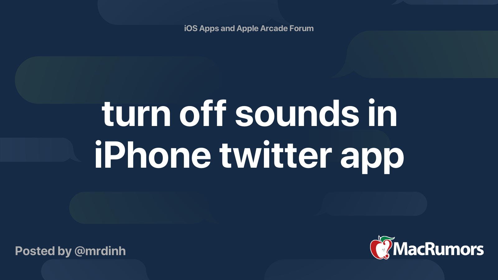 turn off sounds in iPhone twitter app | MacRumors Forums