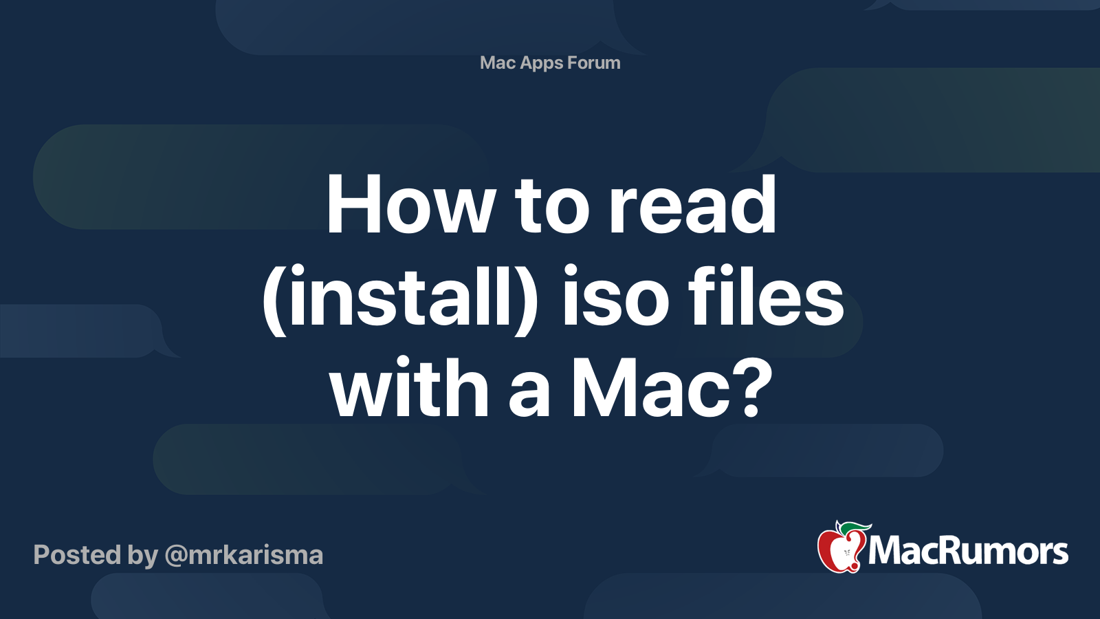How to read (install) iso files with a Mac? | MacRumors Forums