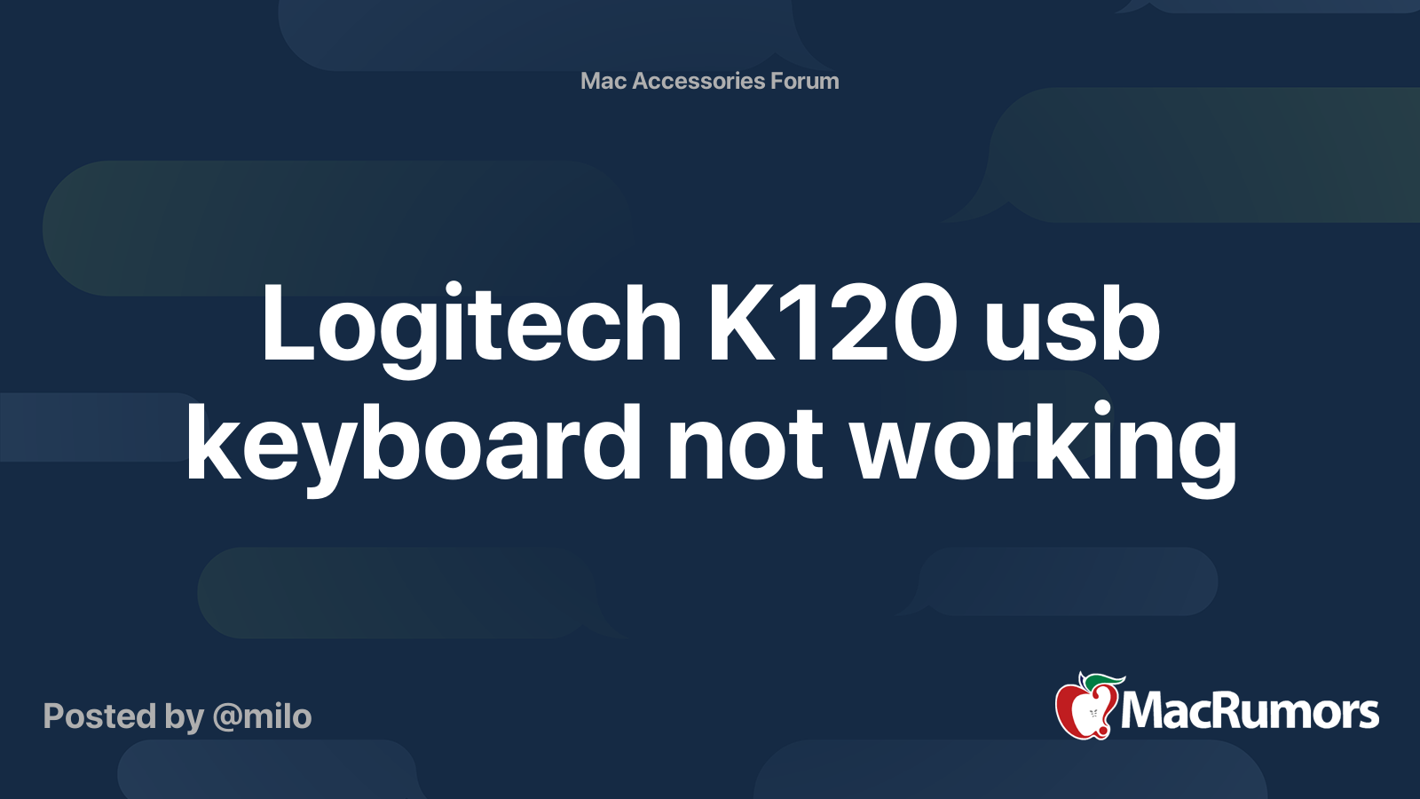 Logitech K120 usb keyboard not working MacRumors Forums