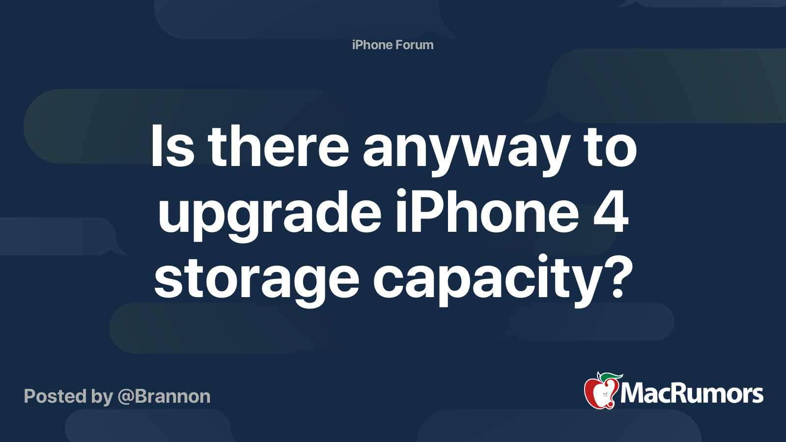 Is there anyway to upgrade iPhone 4 storage capacity? | MacRumors Forums