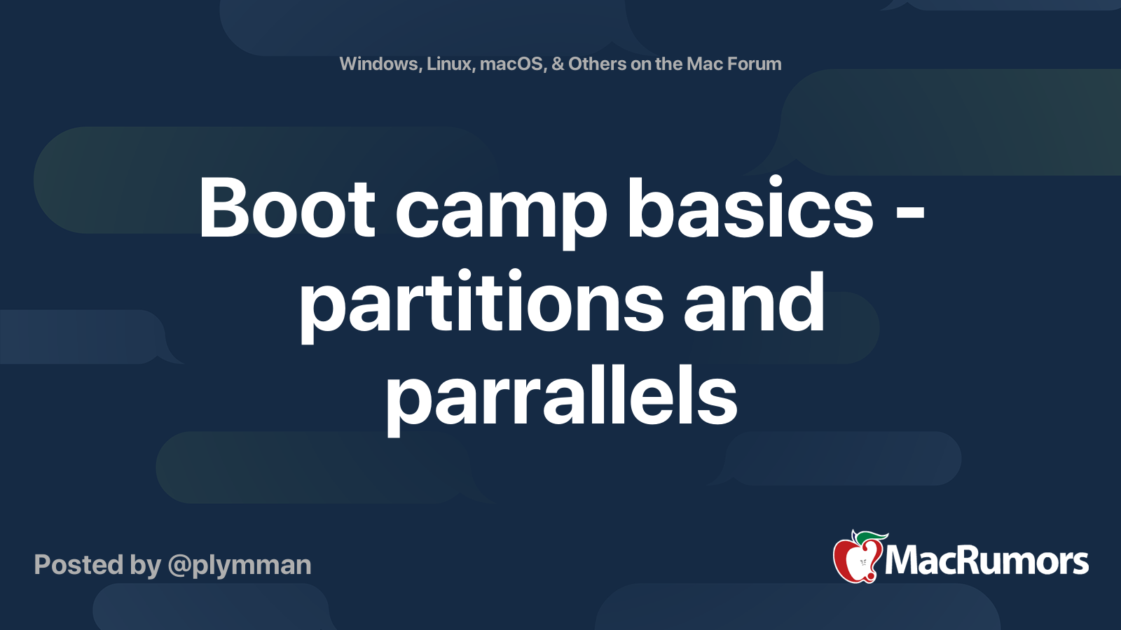 Boot camp basics partitions and parrallels MacRumors Forums