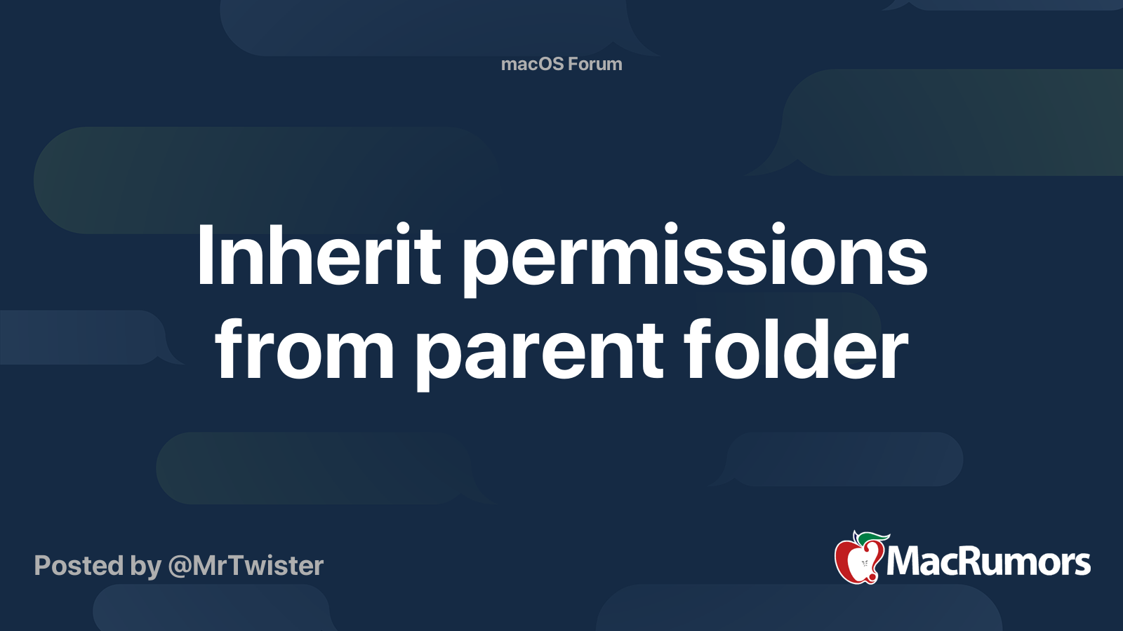 Inherit permissions from parent folder MacRumors Forums