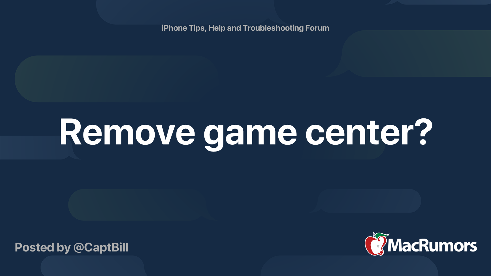 Remove game center? | MacRumors Forums