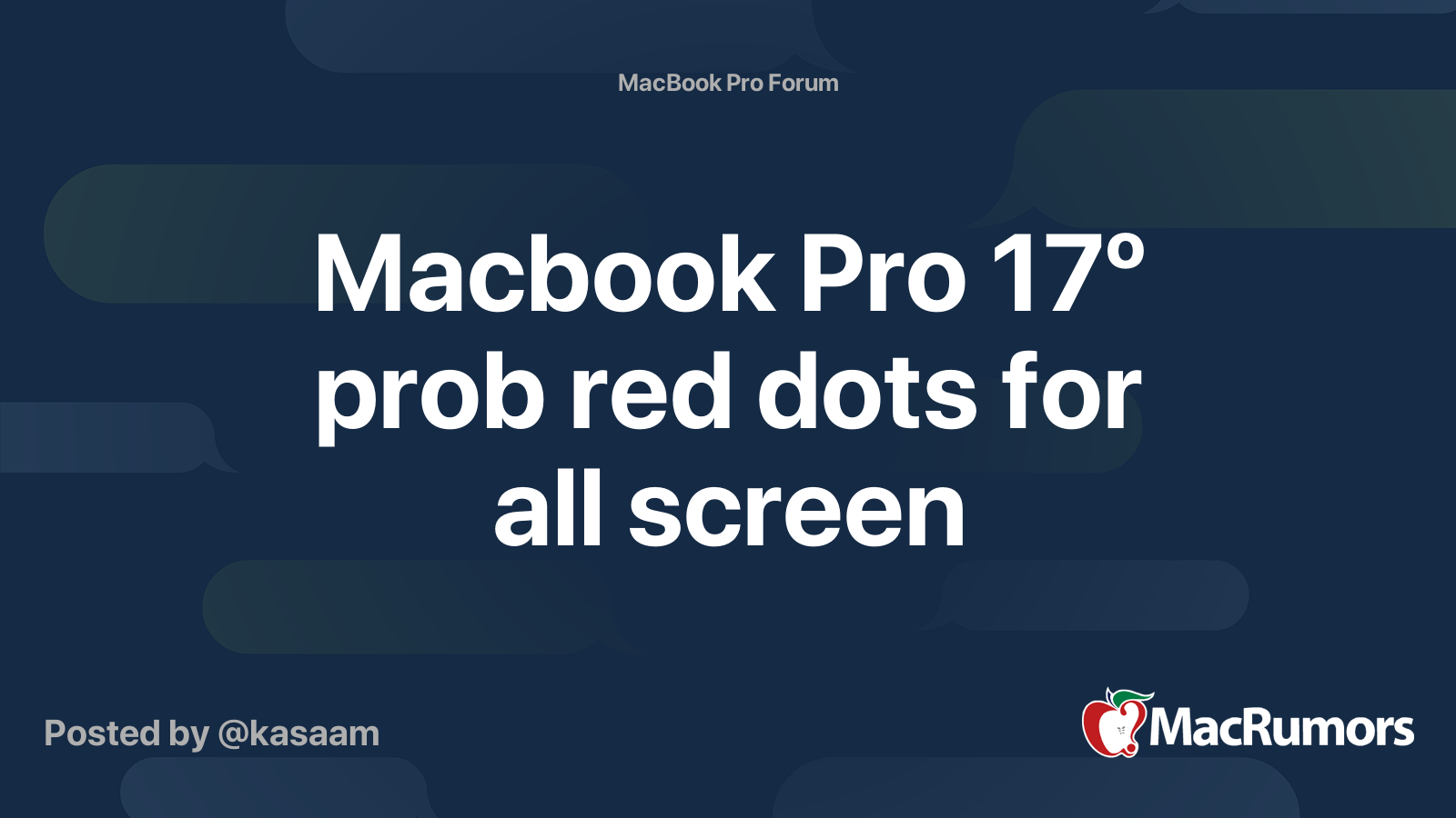 Macbook Pro 17º prob red dots for all screen | MacRumors Forums