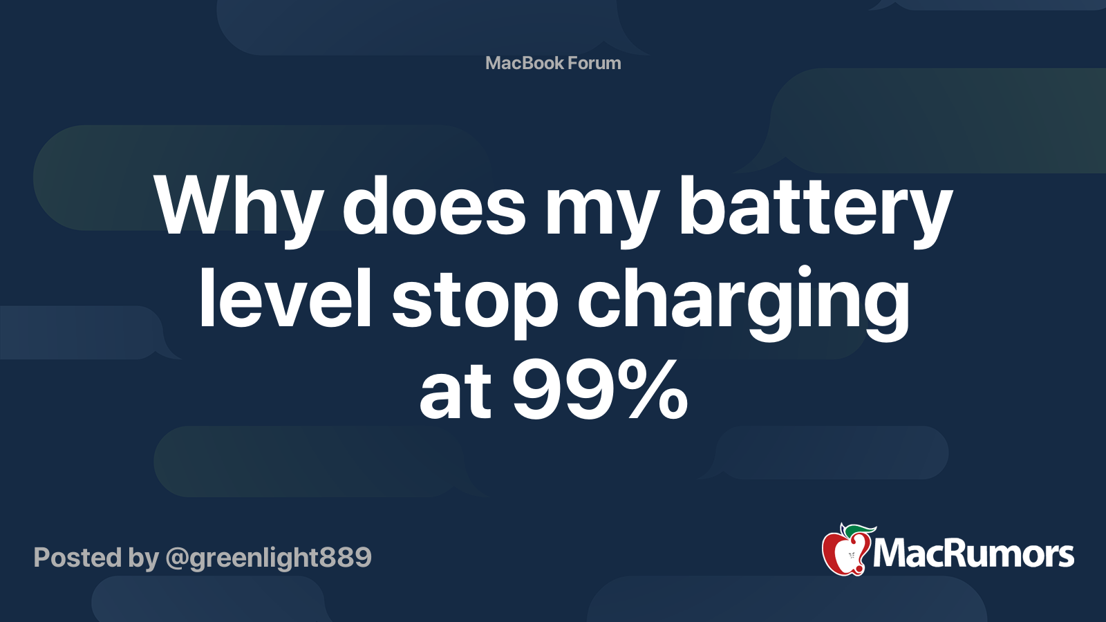 Why does my battery level stop charging at 99 MacRumors Forums