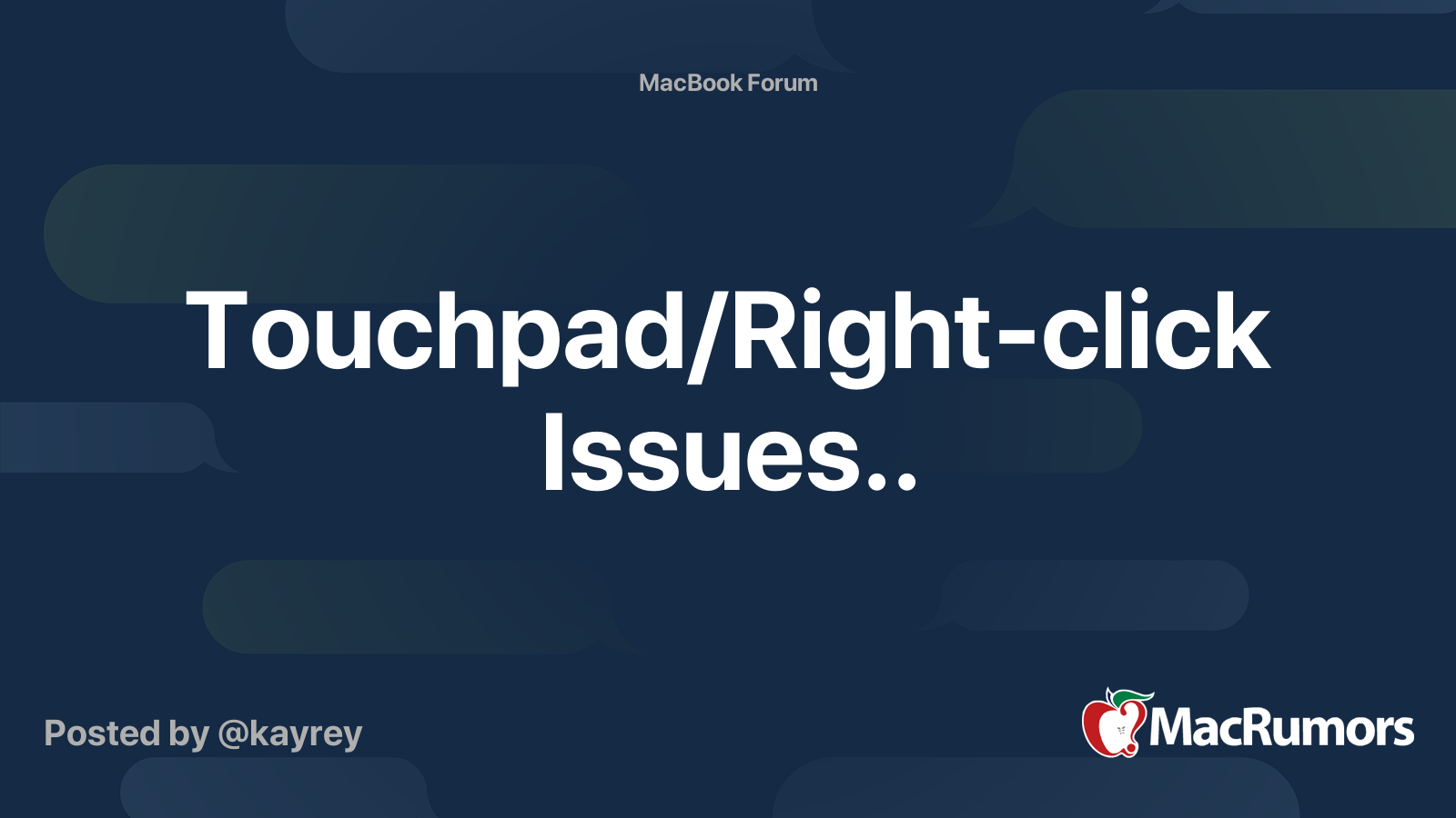 Touchpad/Rightclick Issues.. MacRumors Forums