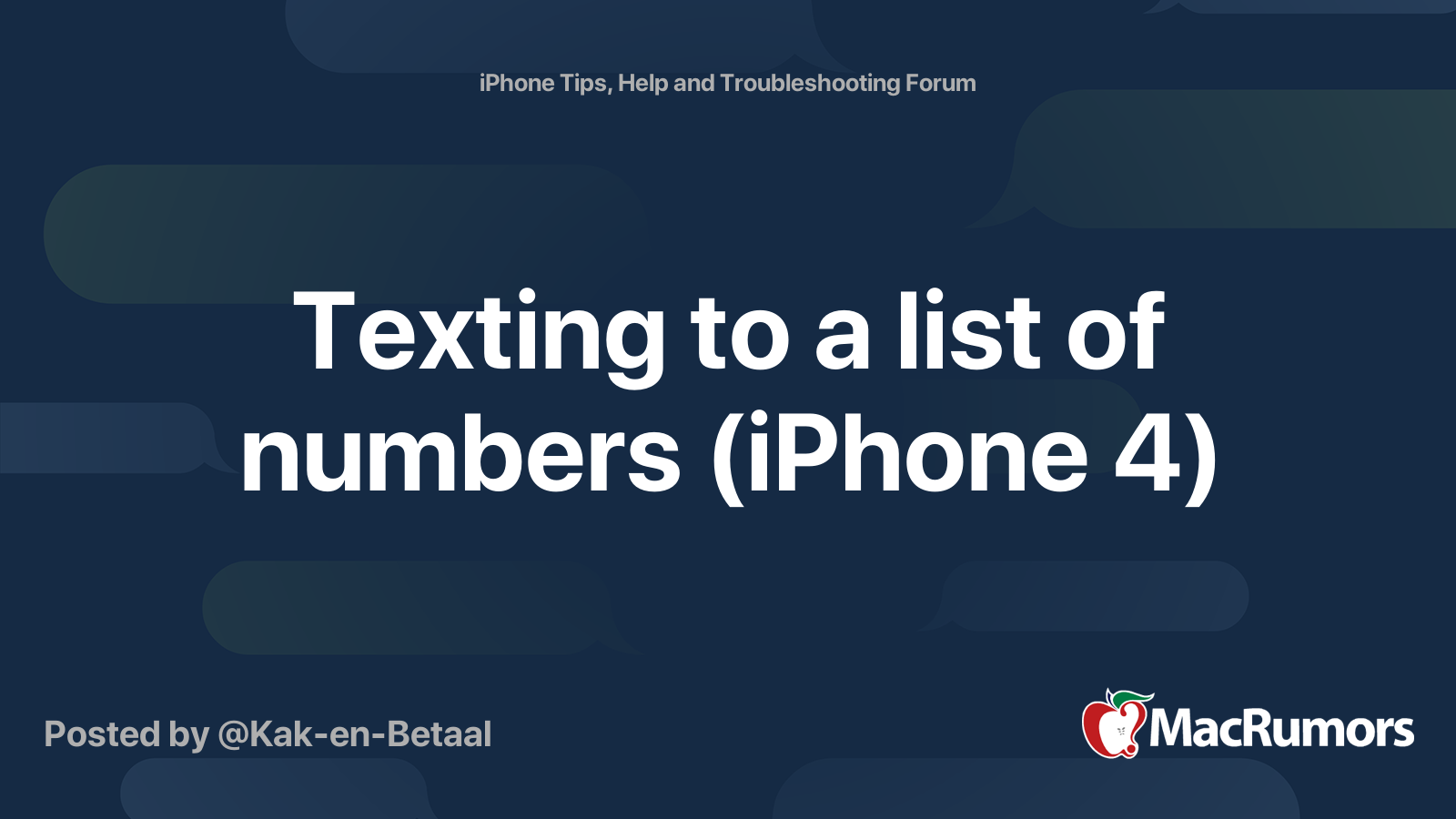 Texting to a list of numbers (iPhone 4)  MacRumors Forums