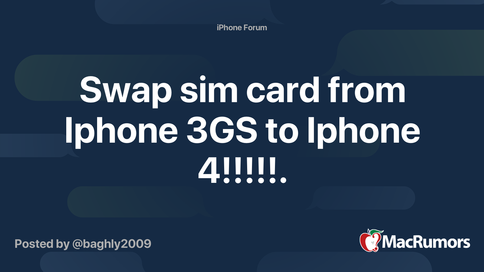 Swap sim card from Iphone 3GS to Iphone 4!!!!!. MacRumors Forums