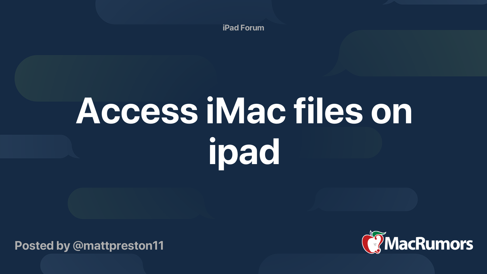 Access iMac files on ipad | MacRumors Forums