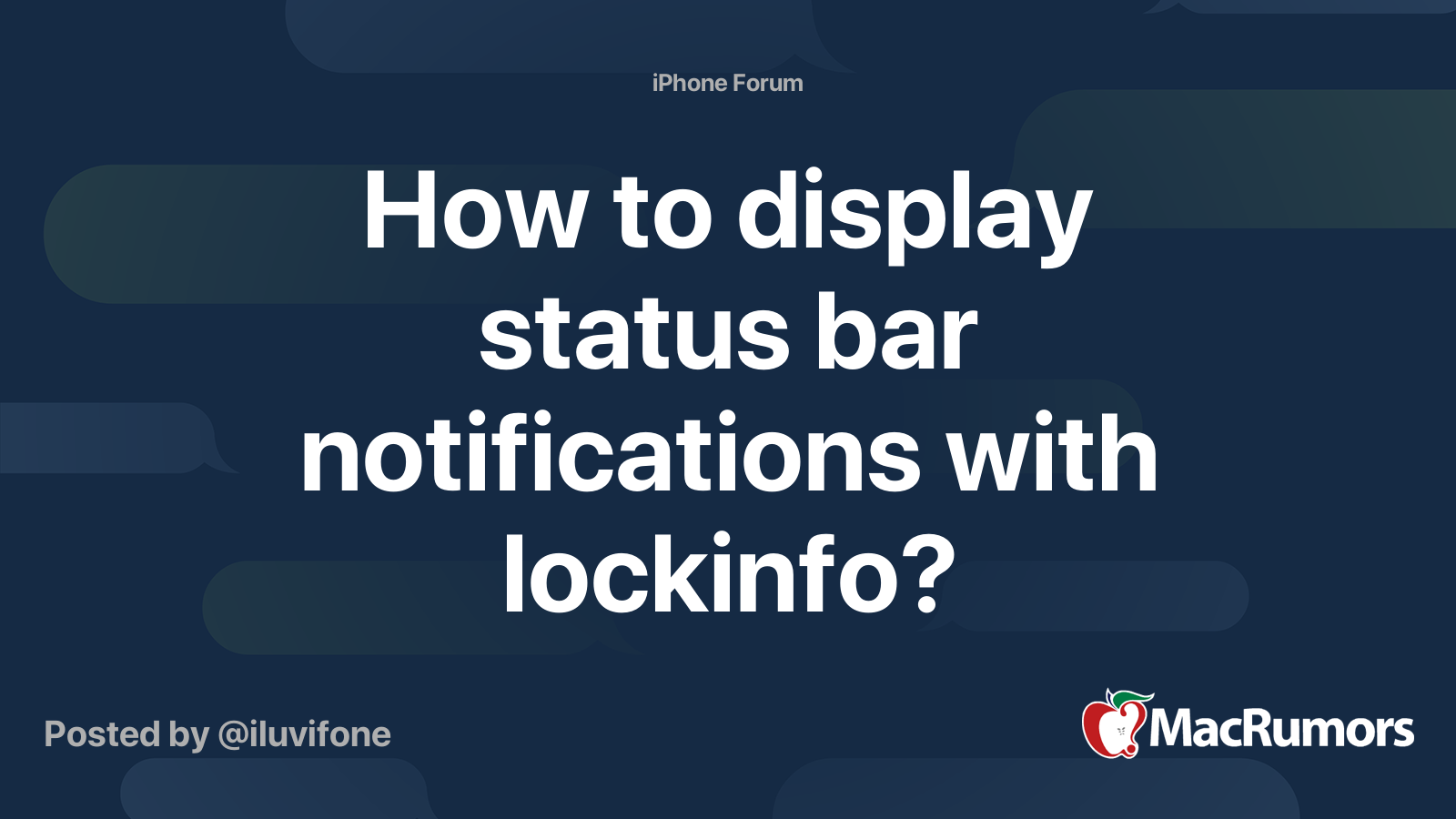 How to display status bar notifications with lockinfo? MacRumors Forums