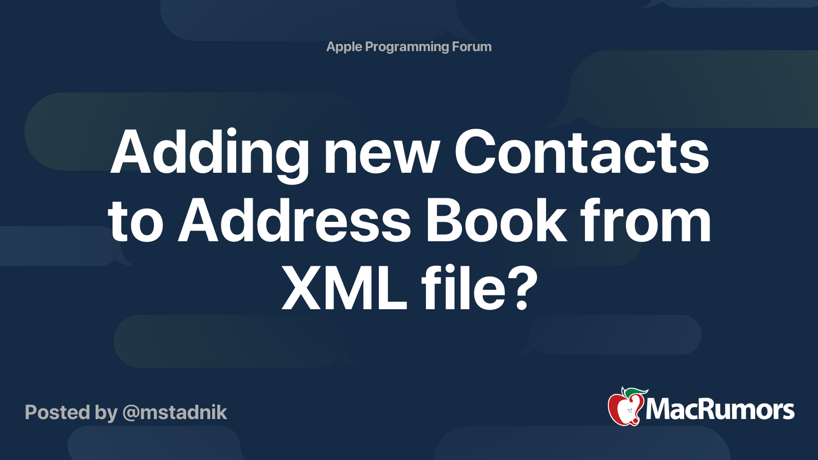 Adding New Contacts To Address Book From XML File MacRumors Forums
