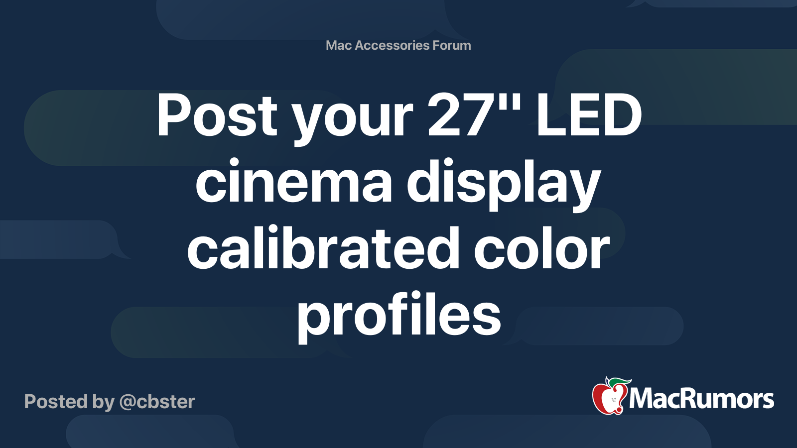 Post Your 27 Led Cinema Display Calibrated Color Profiles Macrumors Forums