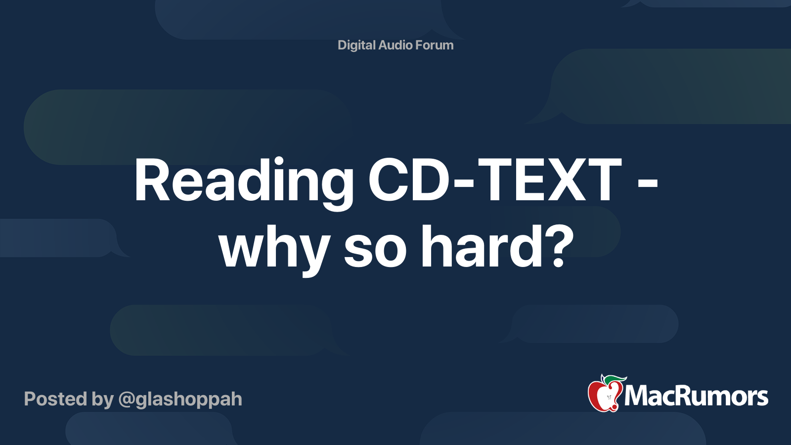 Reading CD-TEXT - why so hard? | MacRumors Forums