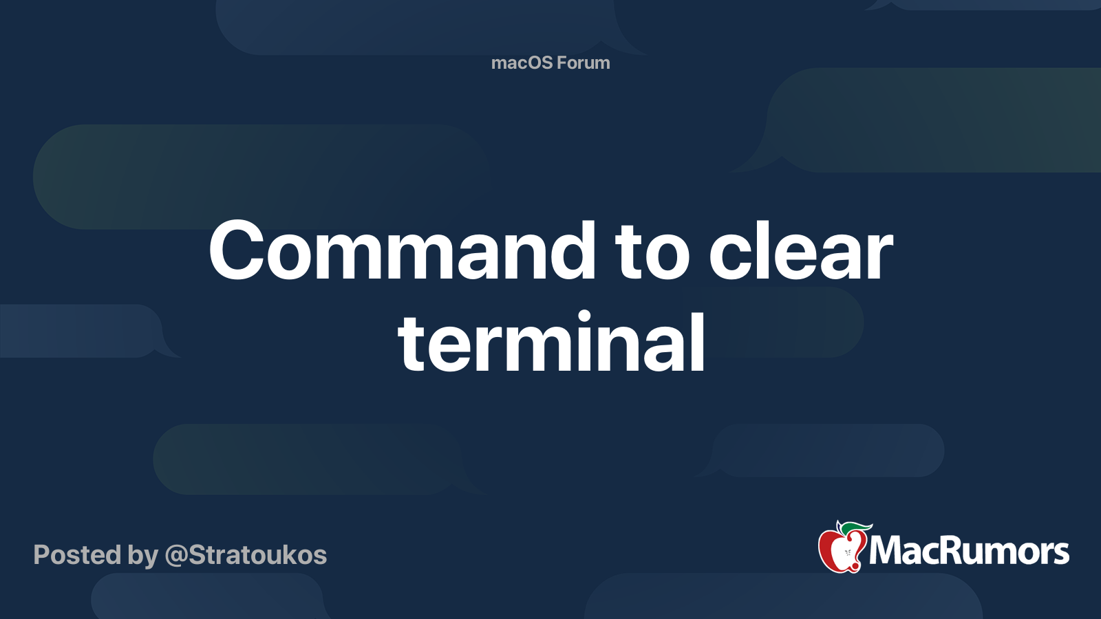 Command to clear terminal macrumors forums