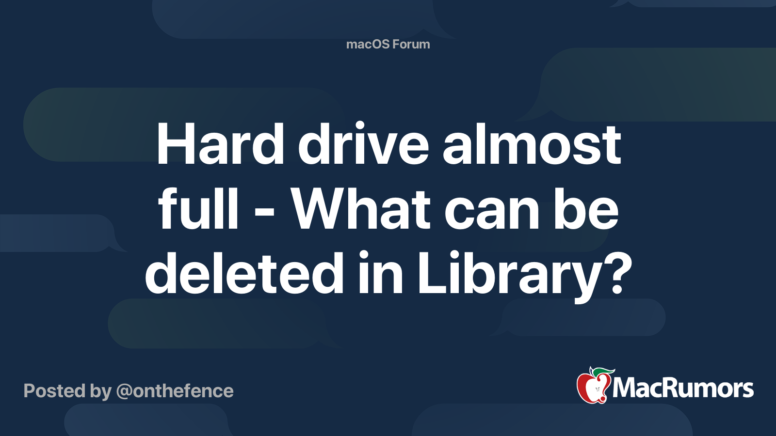 Hard drive almost full - What can be deleted in Library? | MacRumors Forums