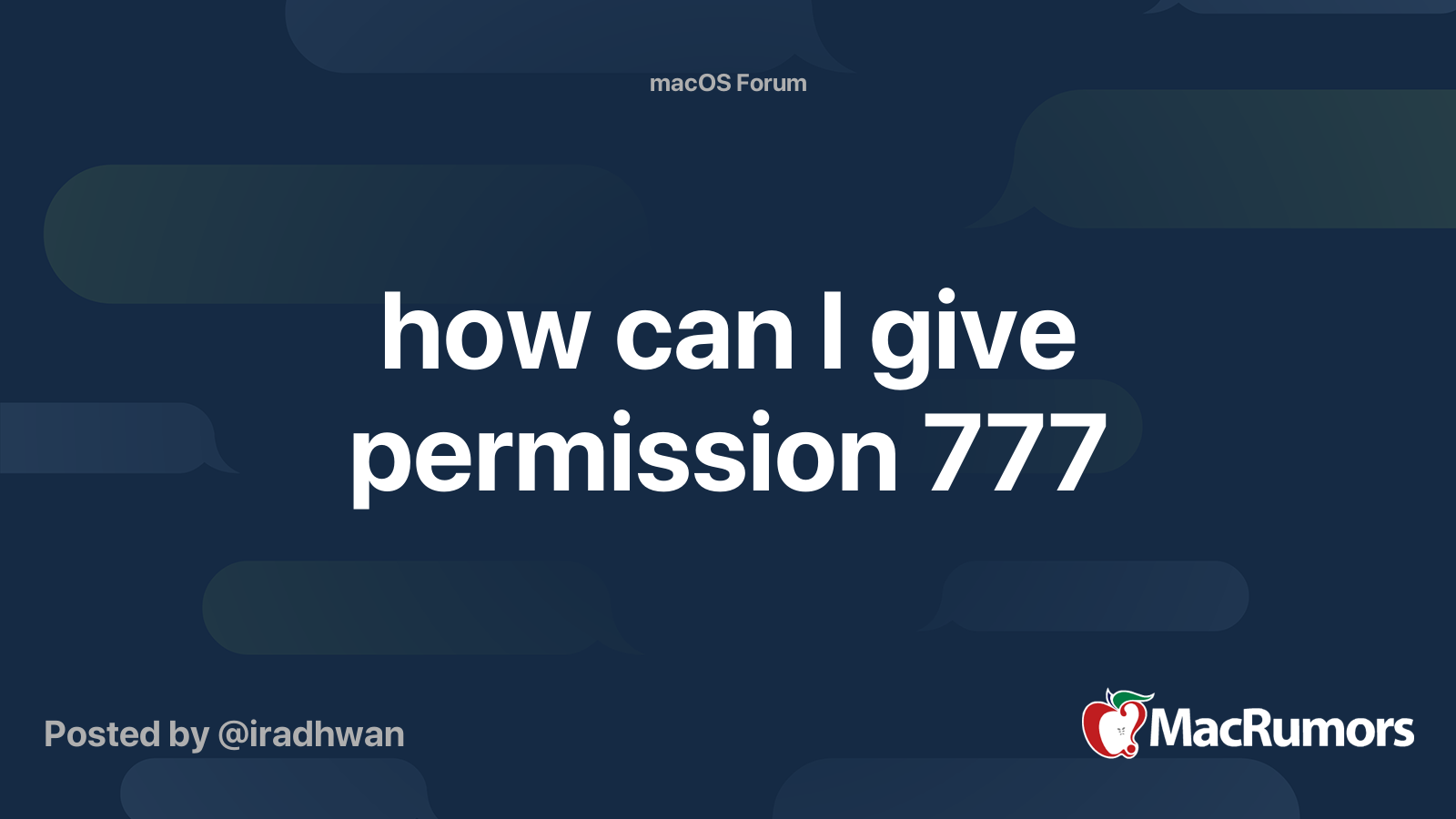 How Can I Give Permission 777 Macrumors Forums