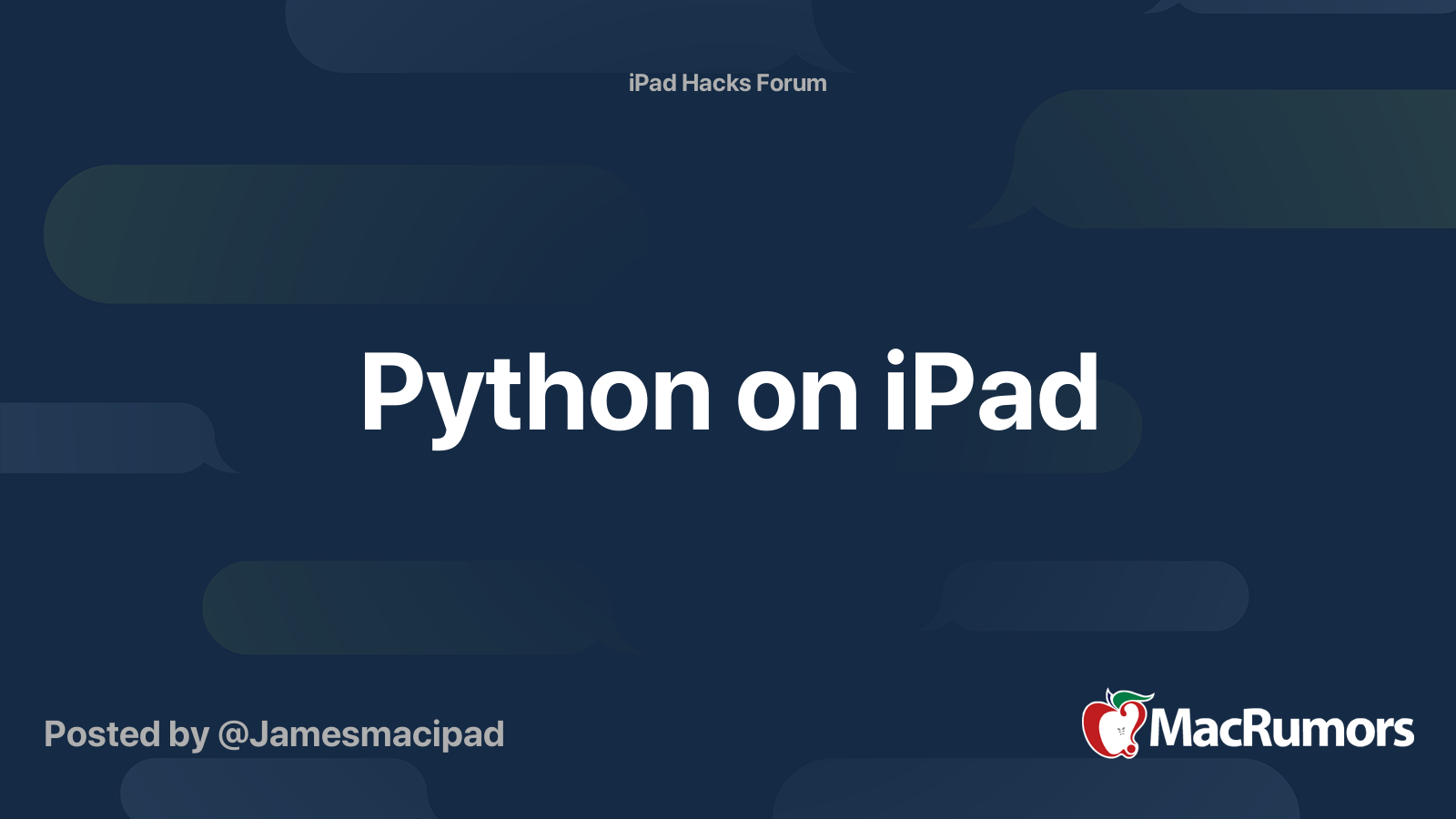 Python on iPad | MacRumors Forums