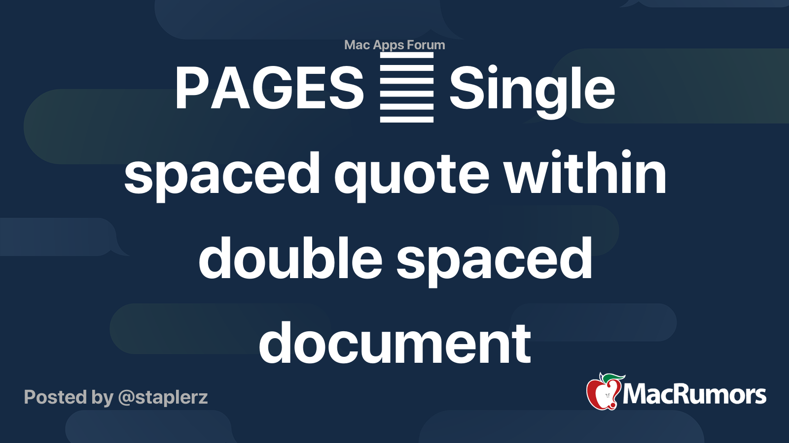 Pages Single Spaced Quote Within Double Spaced Document Impossible Macrumors Forums