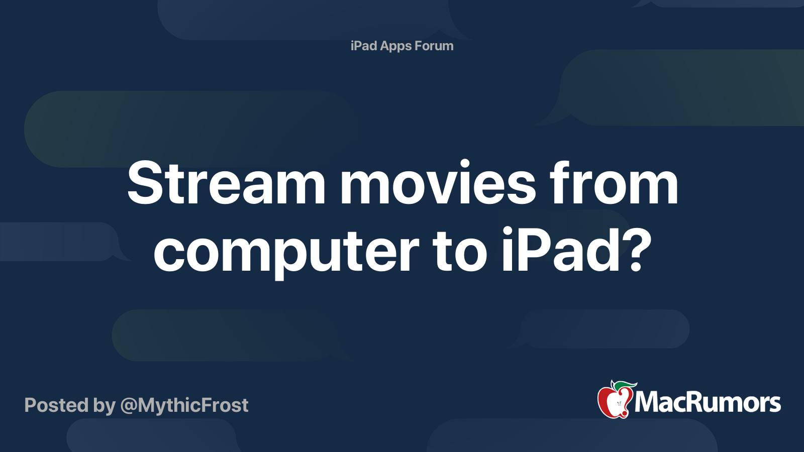 Stream movies from computer to iPad? MacRumors Forums