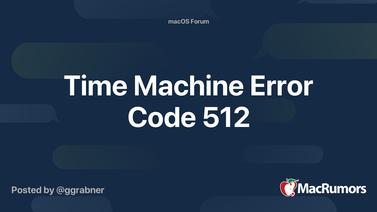 Time Machine Error Code 512 MacRumors Forums