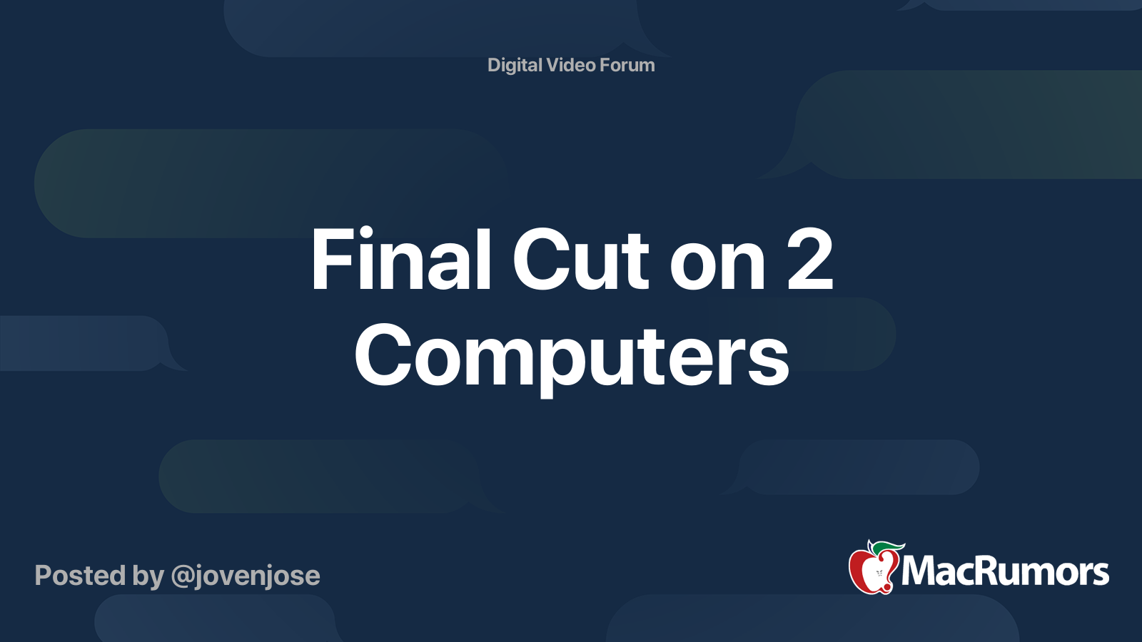 Final Cut on 2 Computers MacRumors Forums