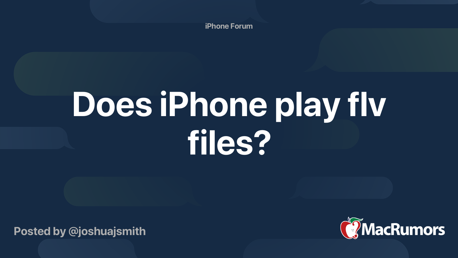 Does iPhone play flv files? MacRumors Forums