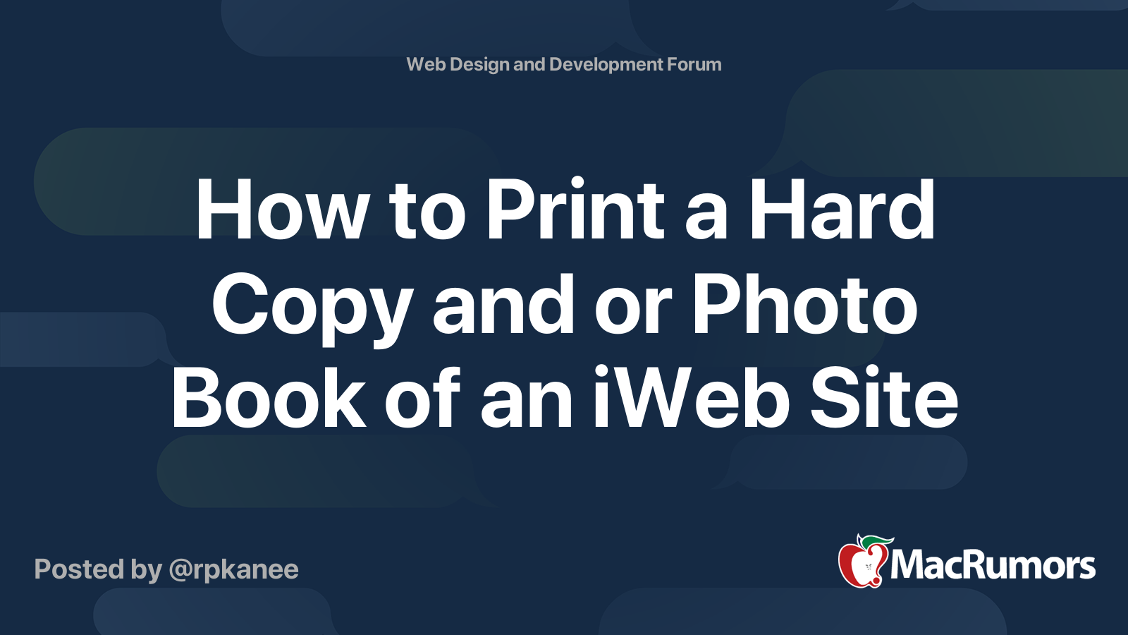 How to print a hard copy and or photo book of an iweb site macrumors 