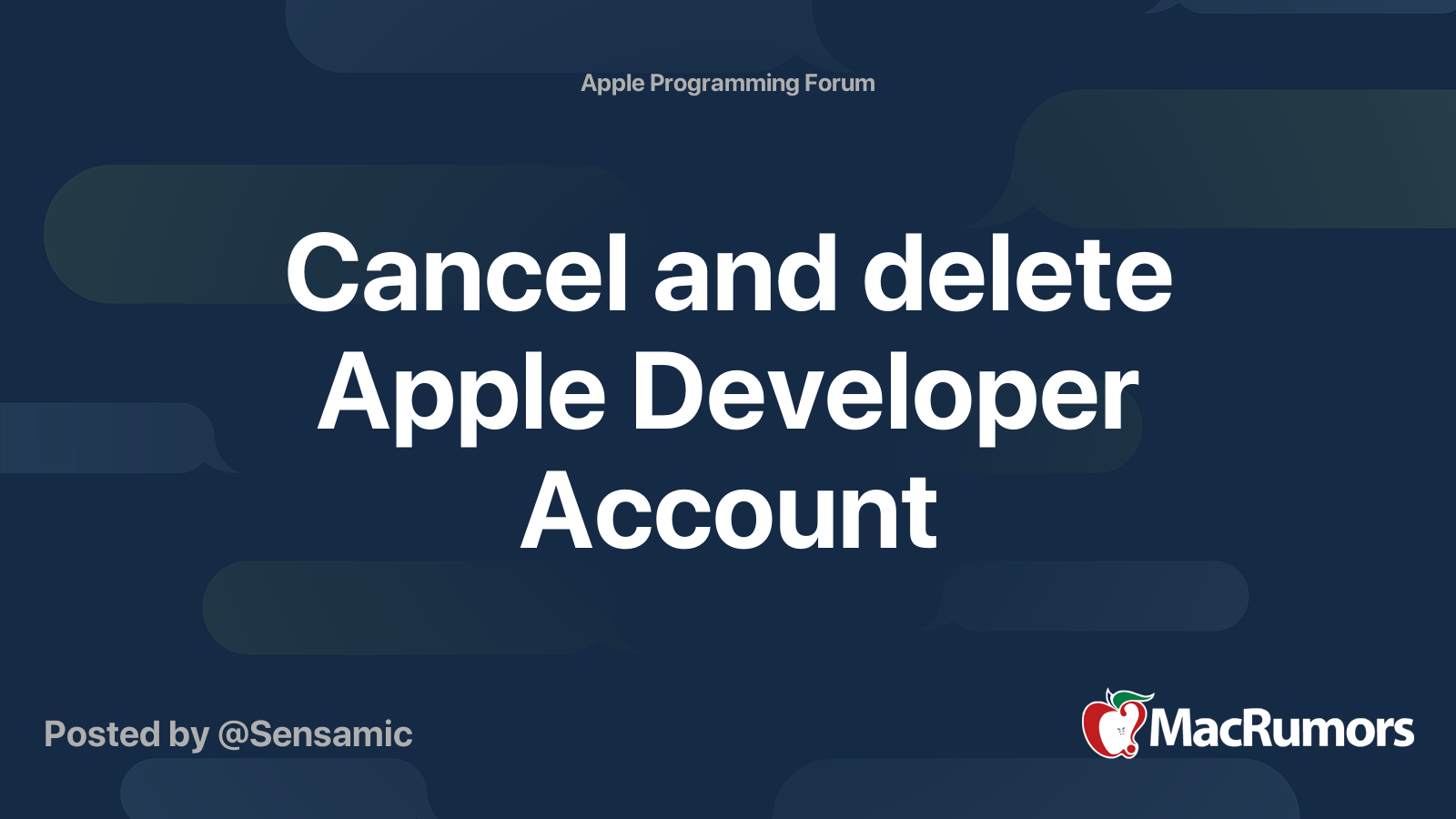 Cancel and delete Apple Developer Account | MacRumors Forums