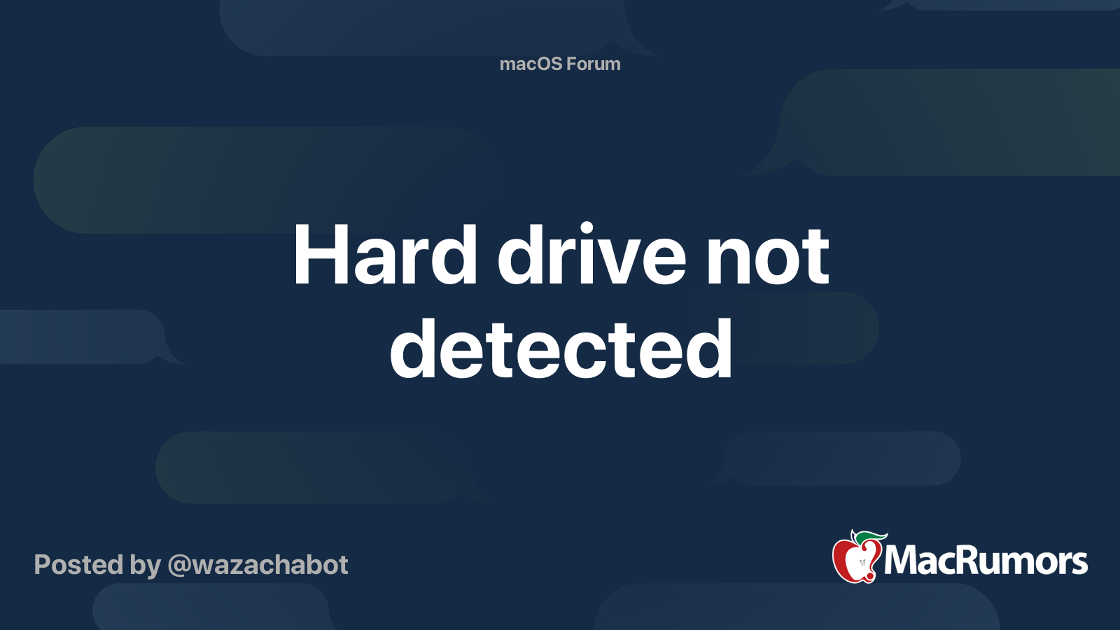 Hard drive not detected MacRumors Forums